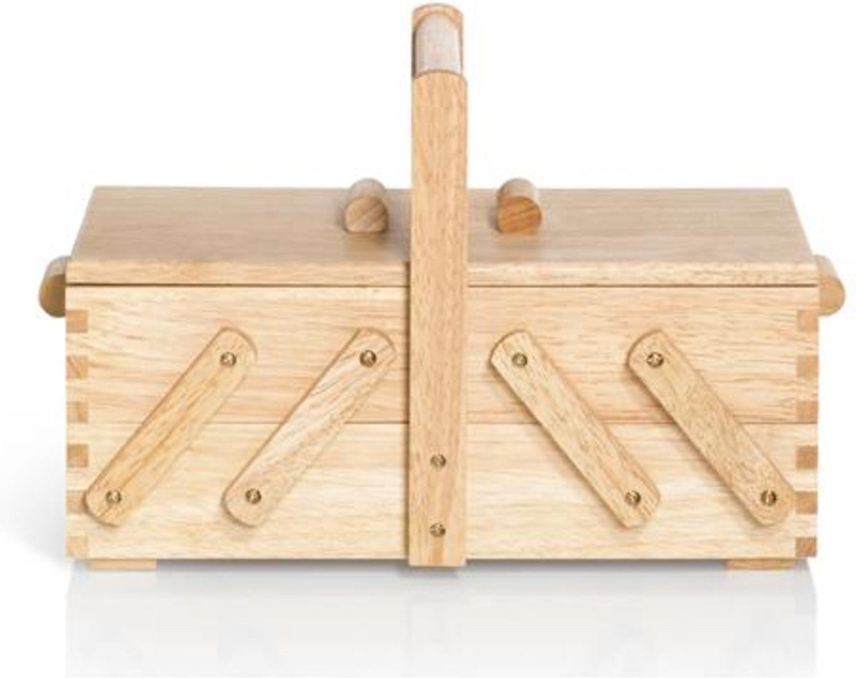 Prym Holzkiste Naaibox licht S (1 St), Rechteckig, 3 Fächer, Handgriff aus Holz, inkl. Deckel