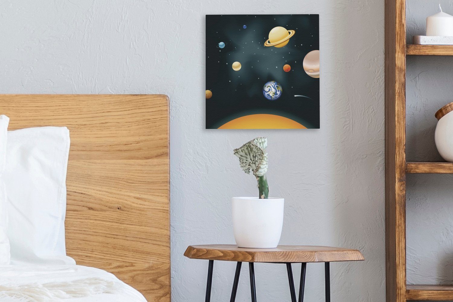 für mit Sonnensystems Eine Leinwandbild Planeten, des Illustration Schlafzimmer Leinwand unserem OneMillionCanvasses® (1 Wohnzimmer St), Bilder
