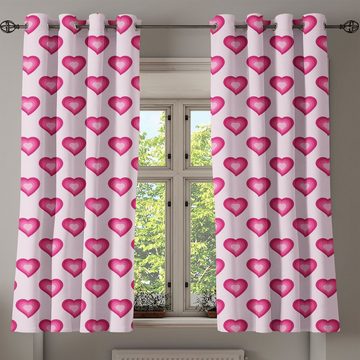 Gardine Dekorative 2-Panel-Fenstervorhänge für Schlafzimmer Wohnzimmer, Abakuhaus, Herzen Herz-Cartoon