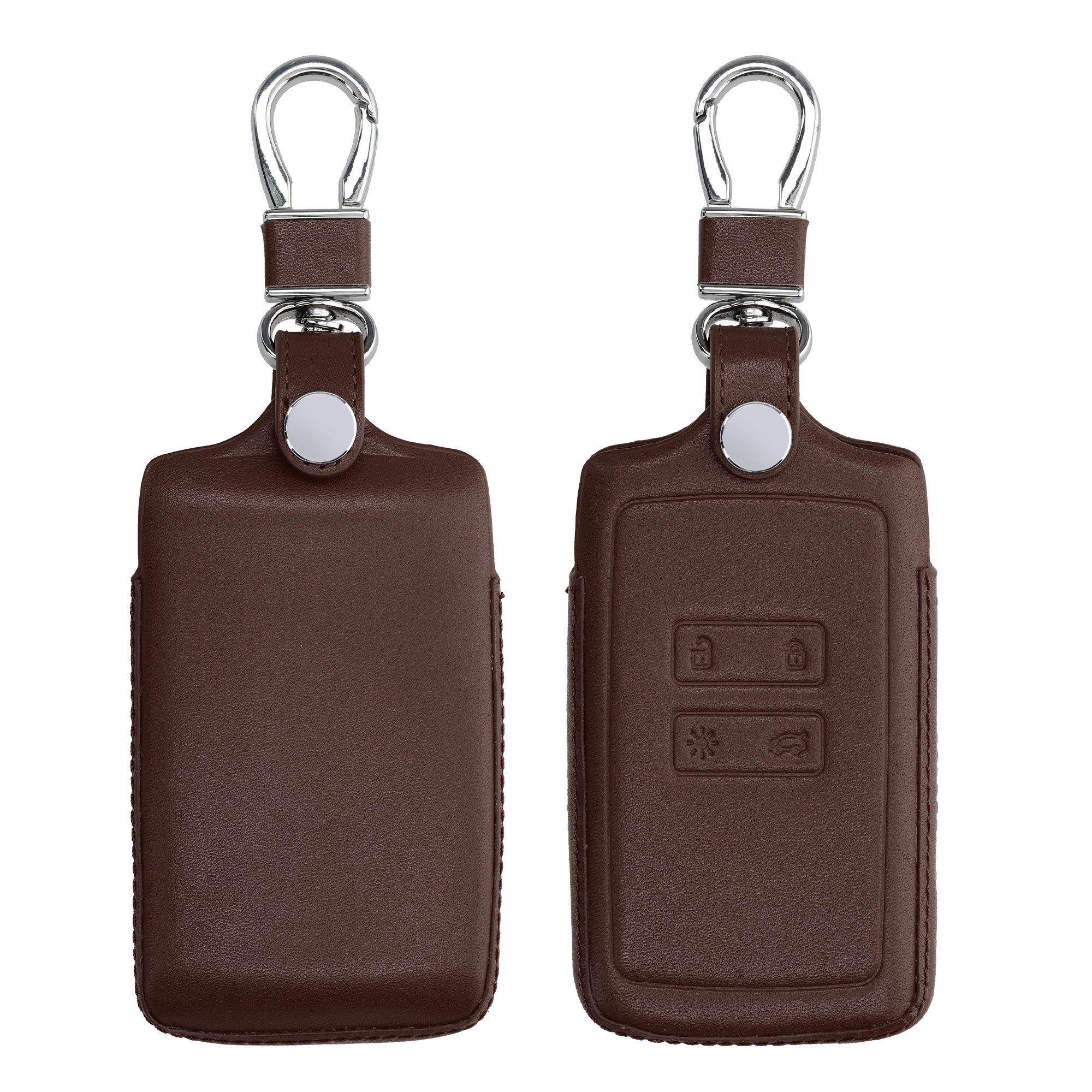 kwmobile Schlüsseltasche Autoschlüssel Hülle für Renault, Leder Schutzhülle Schlüsselhülle Cover - Schlüssel Case Dunkelbraun