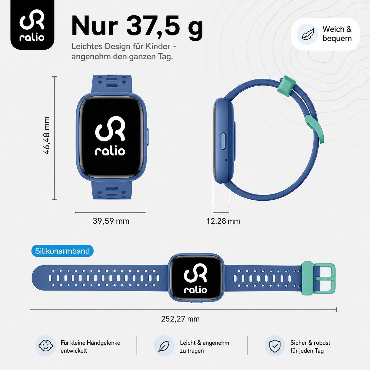 Ralio Smartwatch Kinder als Geschenk für Mädchen & Jungs mit Apple „Wo ist?“ Smartwatch (1.83 Zoll) 80+ Sportmodi, Spielen, Schlaftracking und smarten Funktionen, Sportwatch mit Schrittzähler, Wecker, IP68 Smartwatch