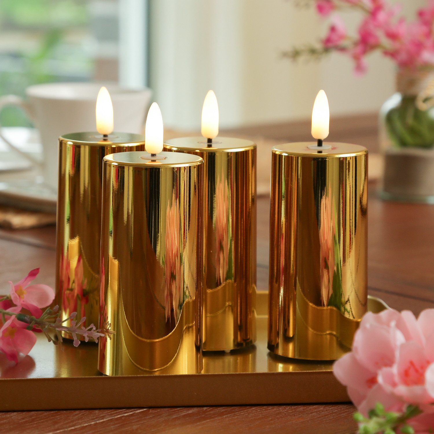 MARELIDA LED-Kerze LED Свічкиset gold glänzend für Adventskranz H: 12,5cm 4er Set (4-tlg)