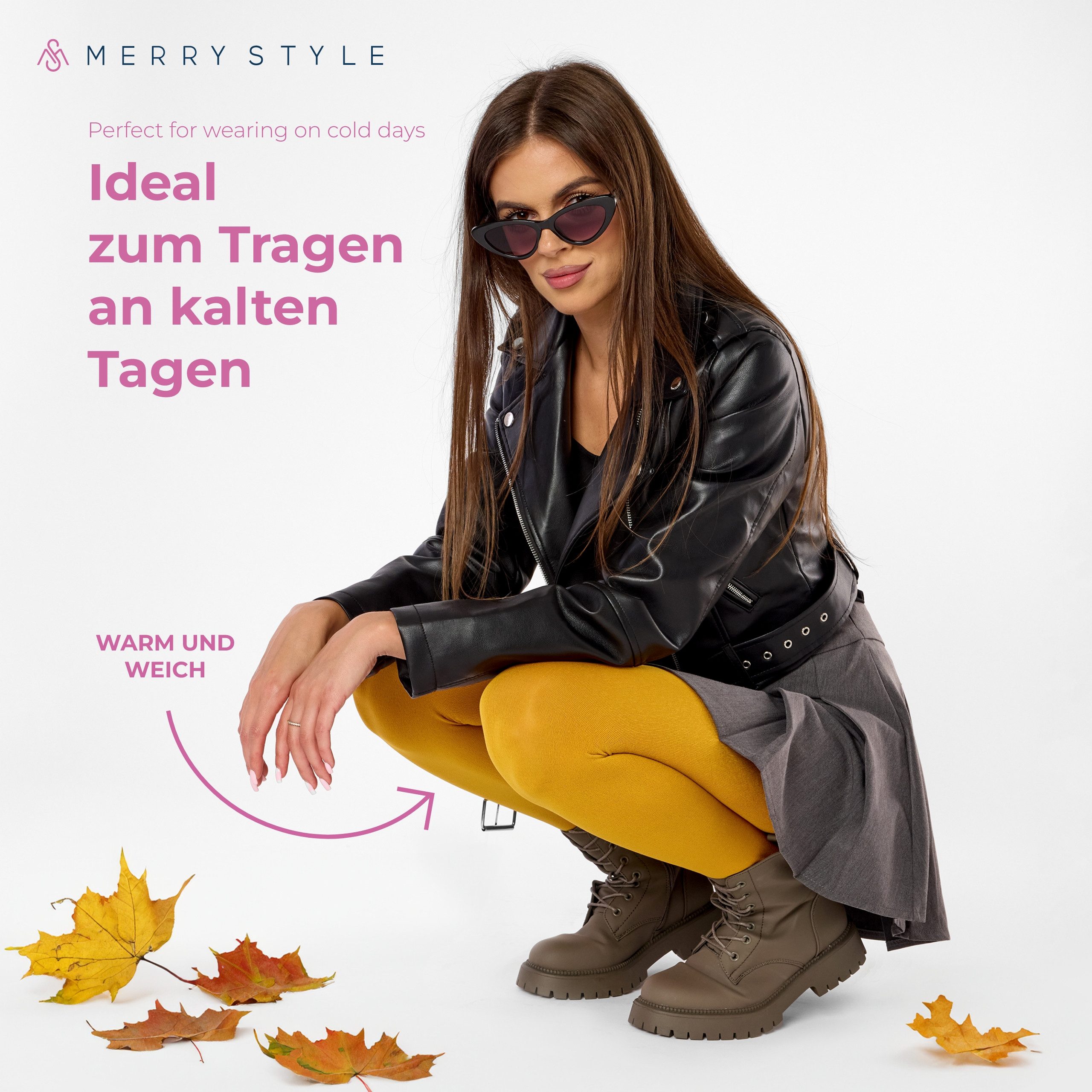 Merry Style Strumpfhose Thermo Strumpfhose Damen Winter Wärme Tights Gefütterte MS-ATX-442 (1 St) – Bild 5 von 5