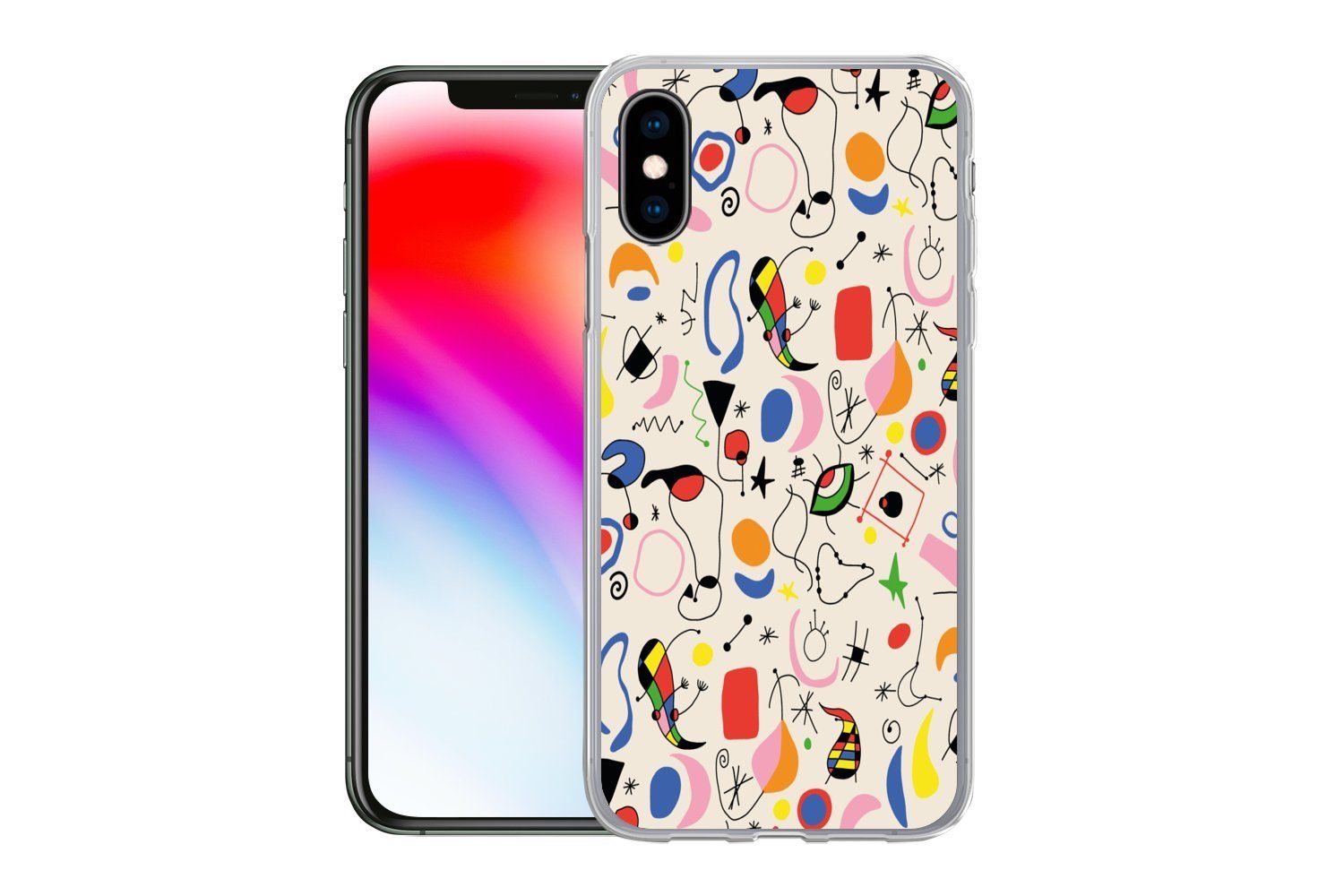 MuchoWow Handyhülle für Apple iPhone X Muster - Abstrakt - Kunst, Smartphone-Bumper, Print, Handy Schutzhülle Dünn