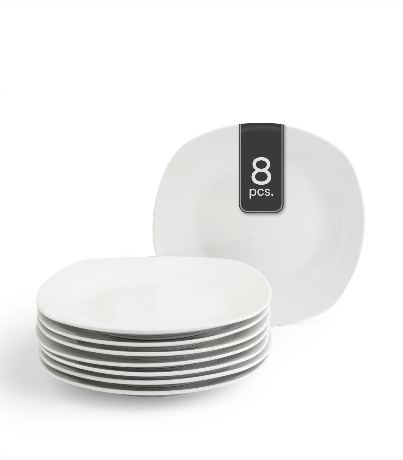 Home4You Десертная тарелка Weiß, B 19,5 cm x T 19,5 cm, Porzellan, (8 St)