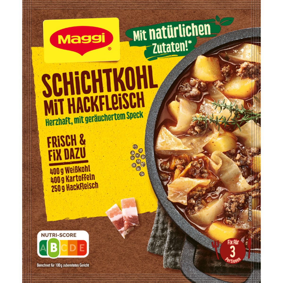 MAGGI Saucen, Maggi Fix für Schichtkohl mit Hackfleisch mit geräuchertem Speck 31g