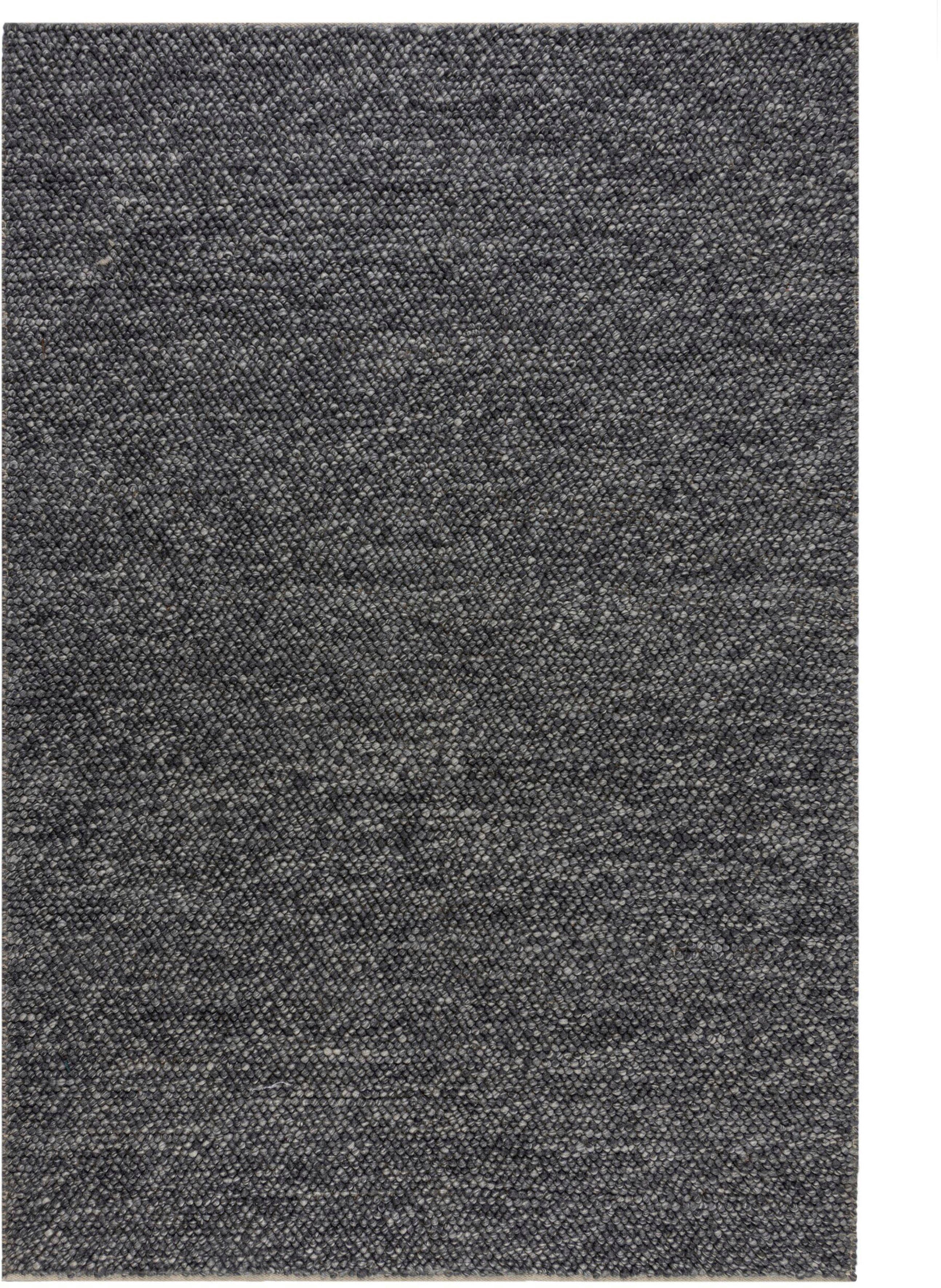 Teppich Minerals, FLAIR RUGS, rechteckig, Höhe: 10 mm, Teppich aus Wollmischung, geknüpftes Design, meliert dunkelgrau | Kurzflor-Teppiche