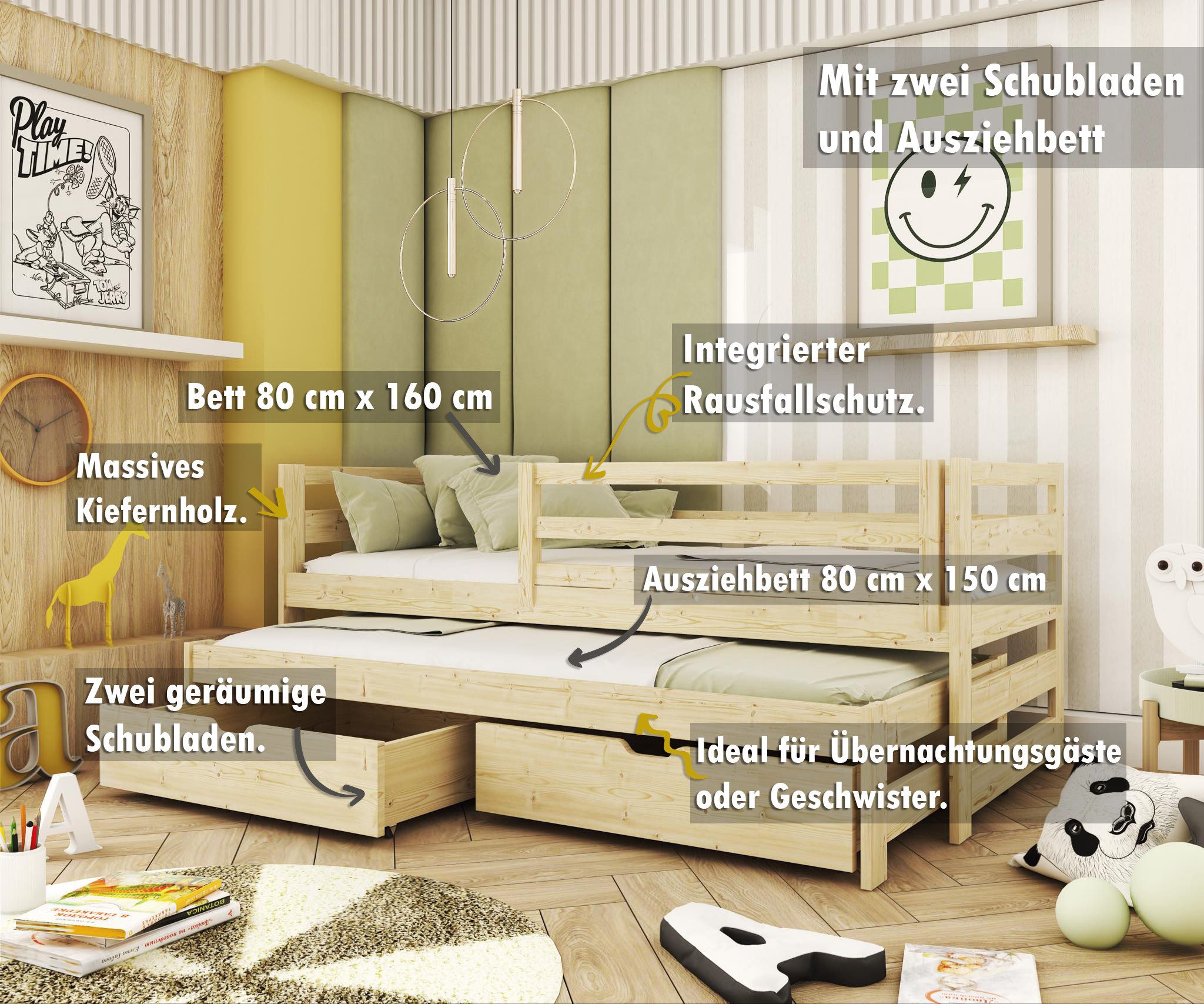thematys Kinderbett mit Ausziehbett, in Weiß günstig online kaufen