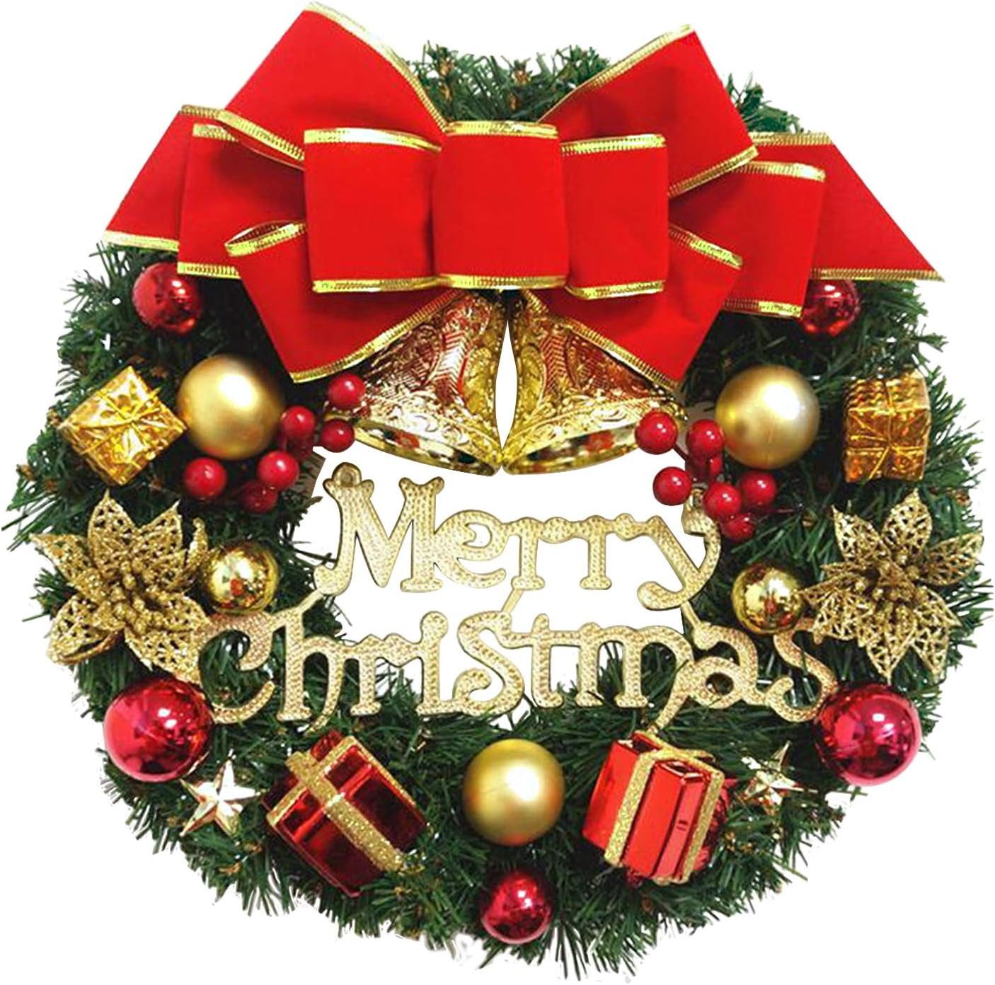 Coonoor Dekokranz 30cm Künstlicher Weihnachtskranz Türkranz Weihnachtsdekoration, für Einkaufszentren Schaufenster Innen Außen