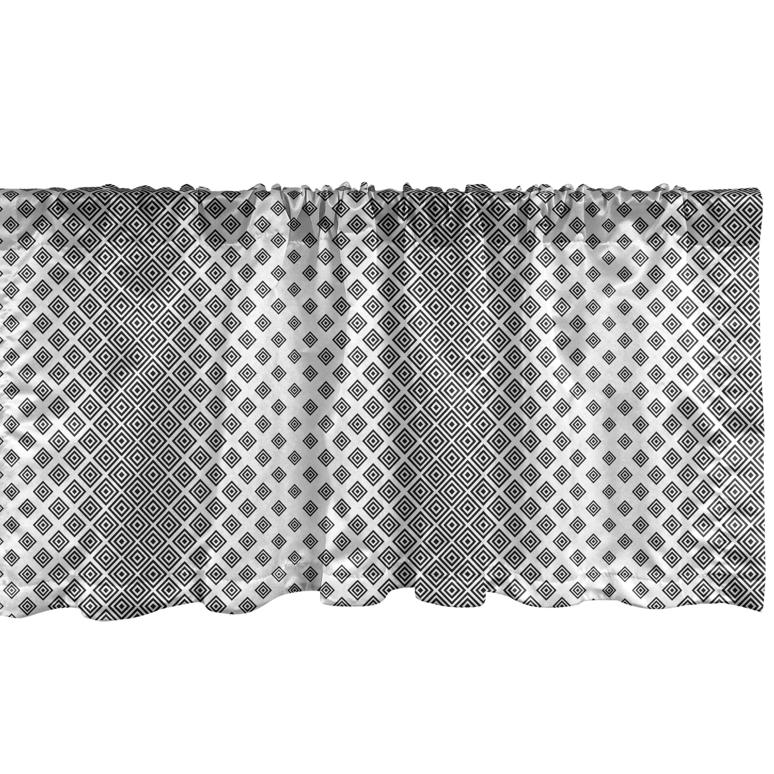 Scheibengardine Vorhang Volant für Küche Schlafzimmer Dekor mit Stangentasche, Abakuhaus, Microfaser, Abstrakt Quadratische Form Geometrische
