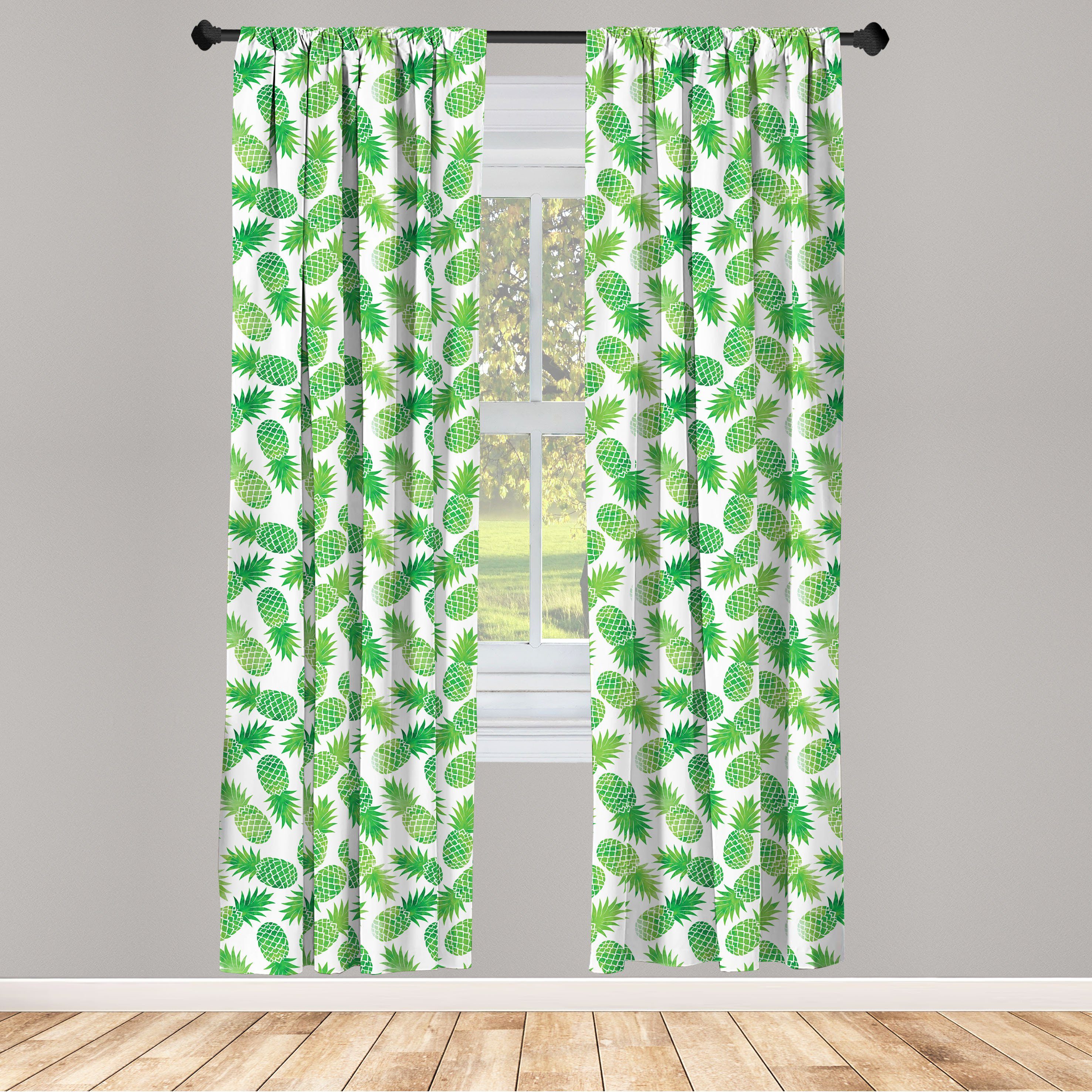 Gardine Vorhang für Wohnzimmer Schlafzimmer Dekor, Abakuhaus, Microfaser, Grün Exotische Ananas-Muster