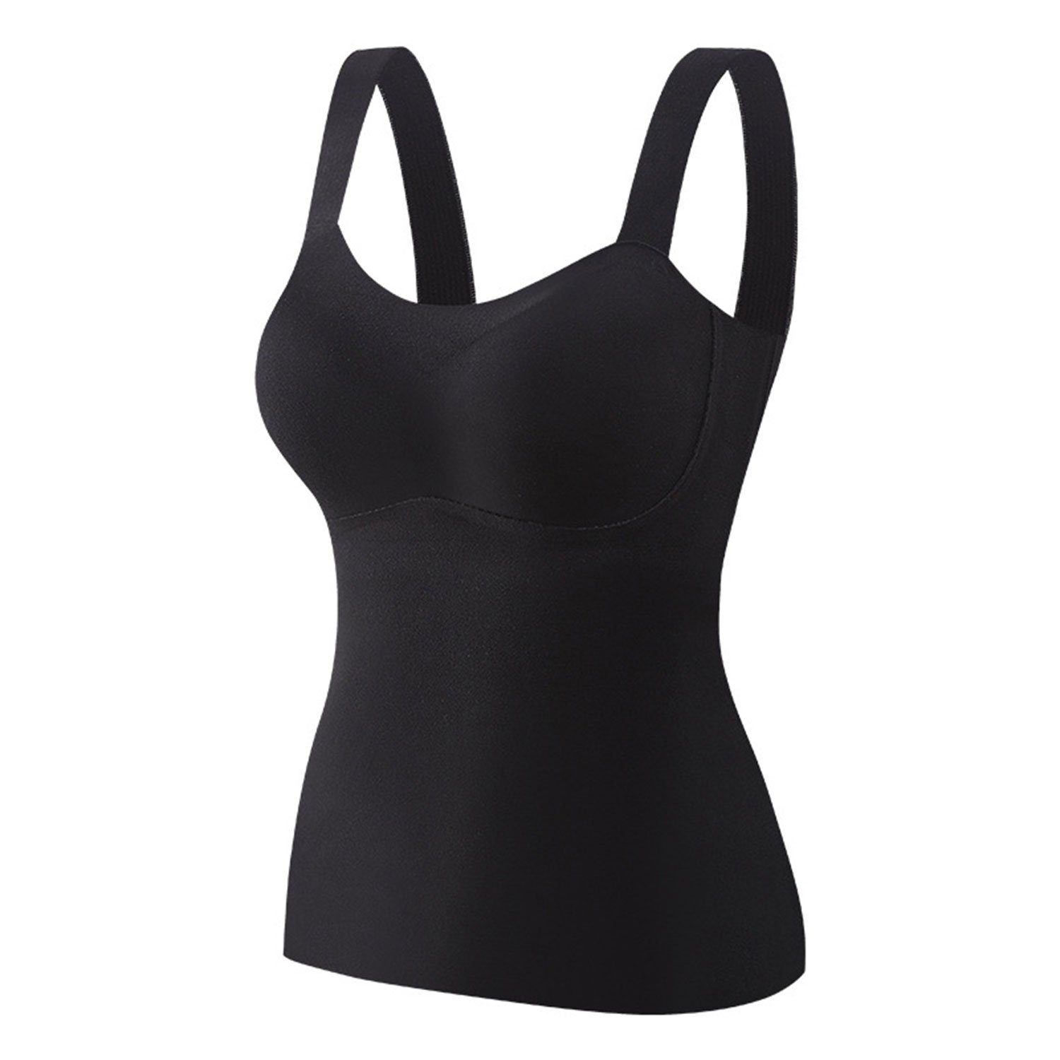 MAGICSHE Thermounterhemd Tanktop Damen Thermoweste, ärmellose mit BH-Polstern Schwarz