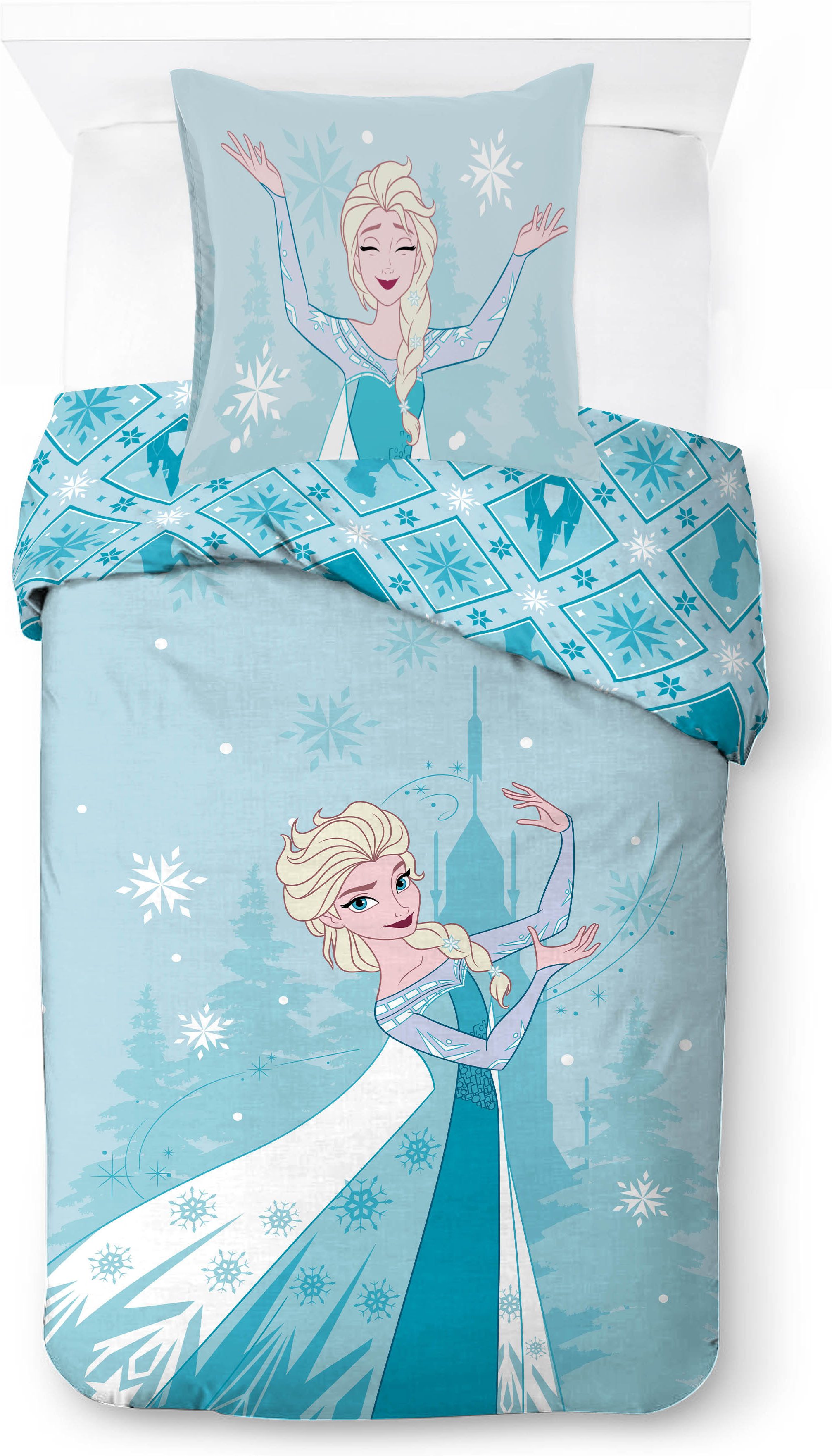 Disney Bettwäsche Frozen Elsa's Wish, Baumwoll-Leinen Mix, 2 teilig