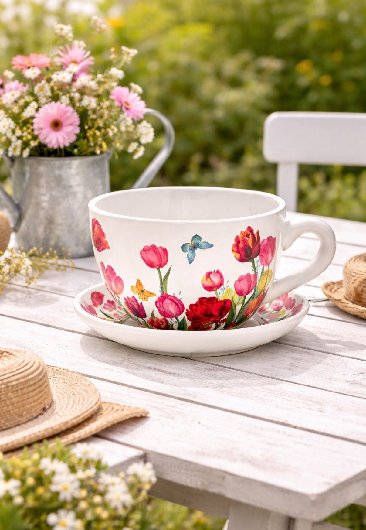Seyila Home Pflanzkübel Pflanztasse aus Keramik mit Unterteller,Blumentopf