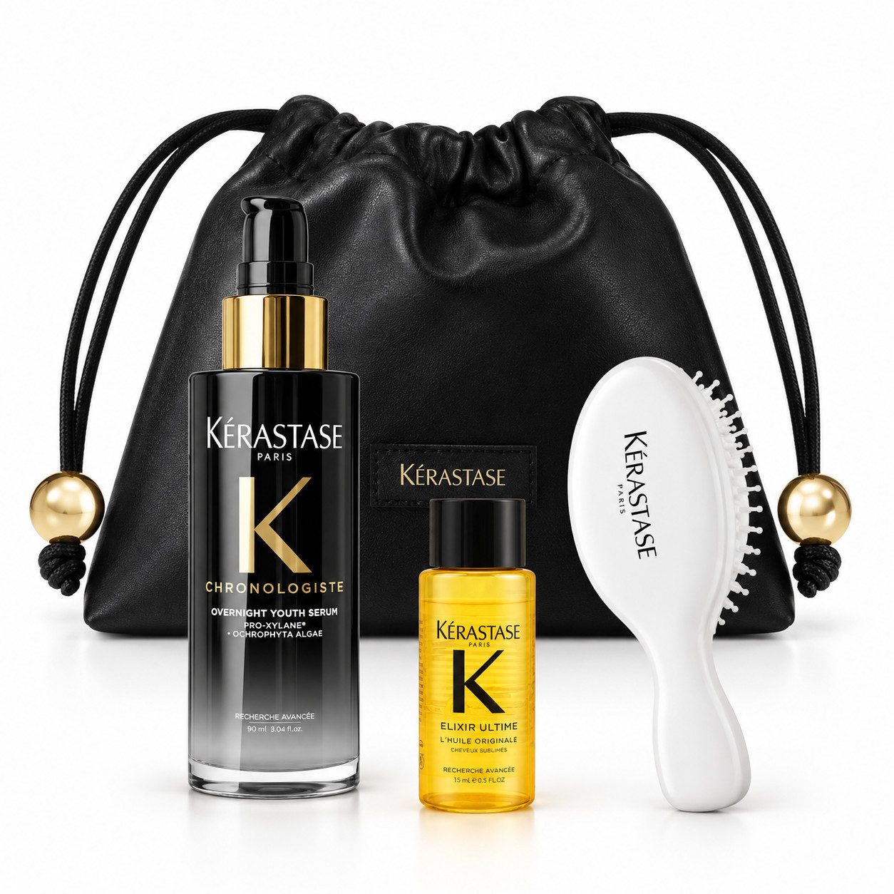 Kérastase Haarserum Chronologiste Overnight Youth Serum mit Luxus-Haarpflegeset, 4-tlg., Luxuriöses Kérastase Pflegeset für die Abendroutine