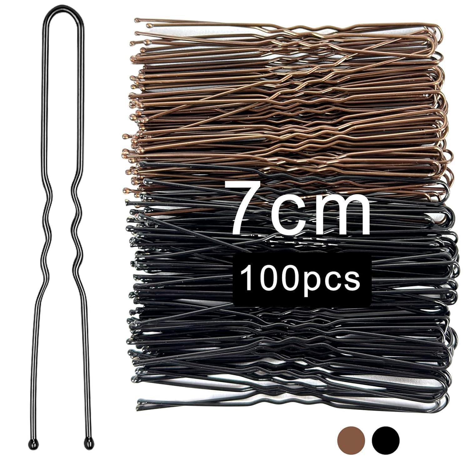 LuxusKollektion Haarnadeln Haarnadeln Schwarz Braun 100 Stück U-förmige Bobby Pins 7cm