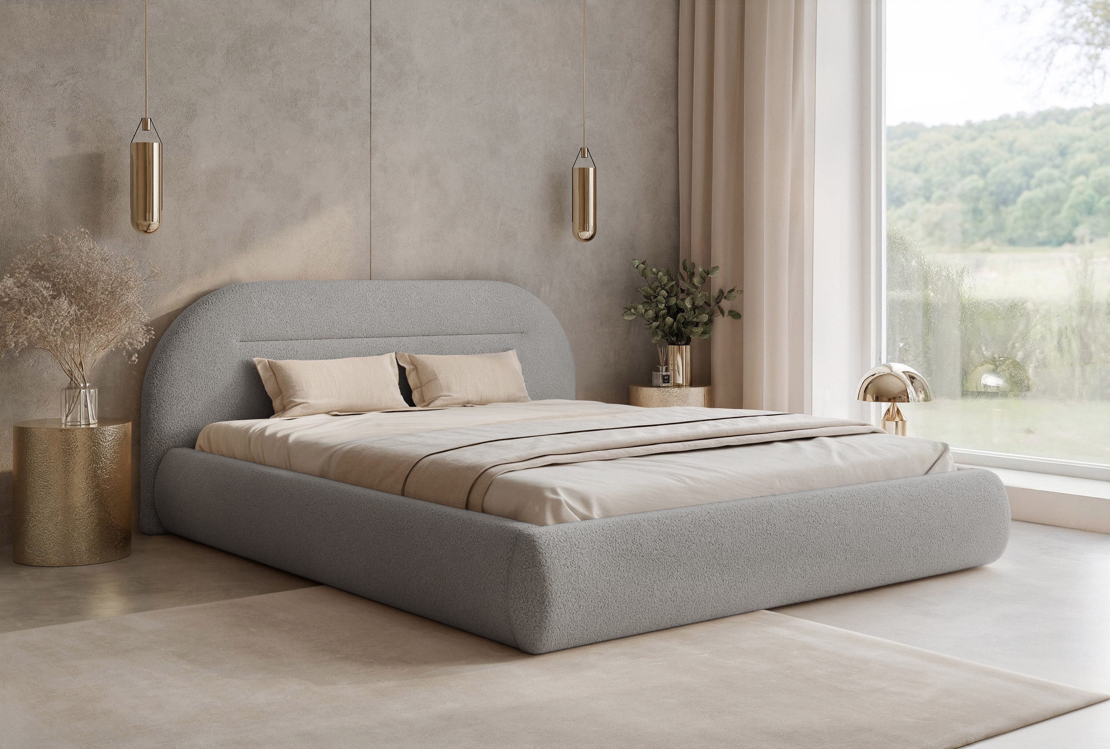 yourhouse24 Polsterbett GAJA, Inkl. Lattenrost & Bettkasten, Modernes Designer-Bett, Doppelbett, Polsterbett mit Kopfteil