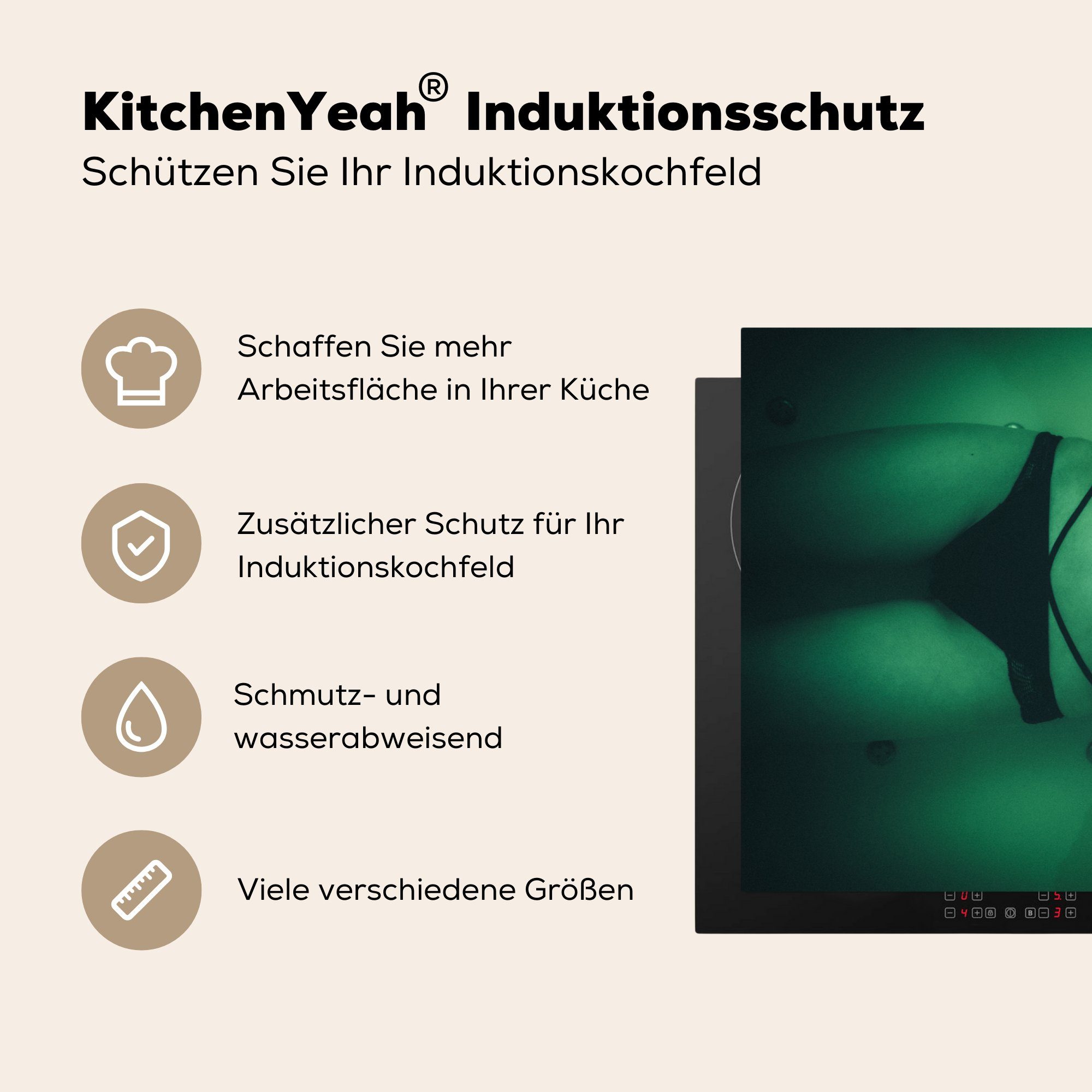Induktionskochfeld Rosen (1 Vinyl, Frau, für Schutz - cm, tlg), die - 81x52 MuchoWow Bad küche, Herdblende-/Abdeckplatte Ceranfeldabdeckung