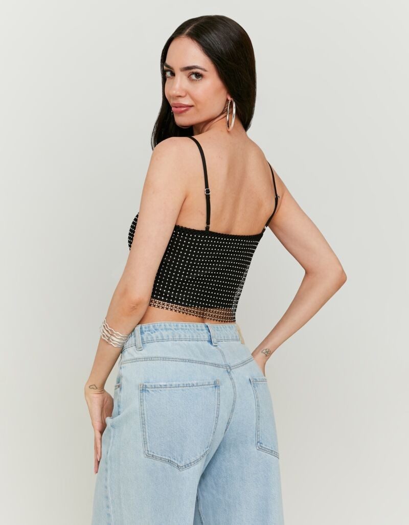 Tally Weijl Trägertop SSLPENETTA Materialmix, figurbetont, mit Netz und glitzernden Strasssteinen