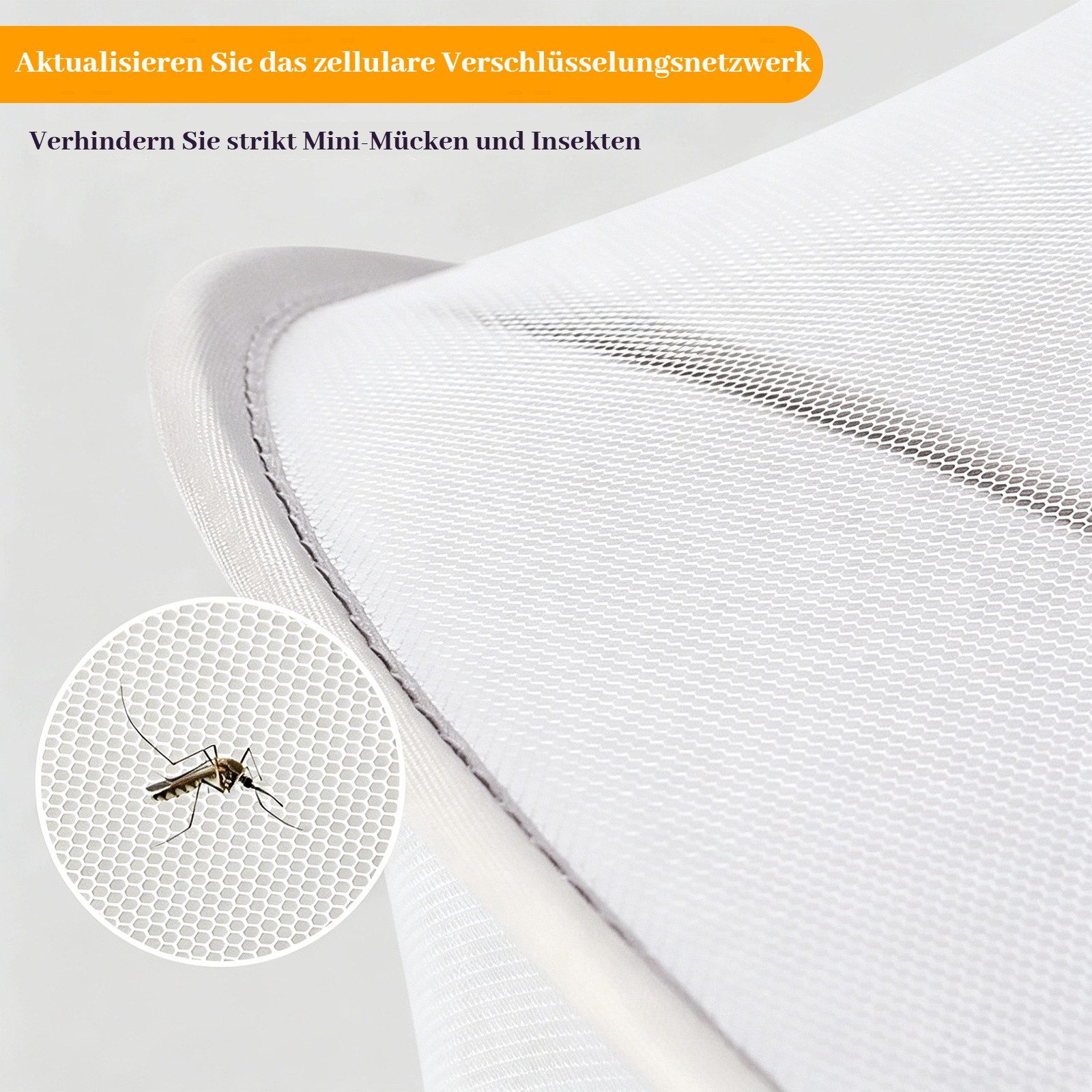 BlingBin Moskitonetz Atmungsaktives stabiles Moskitonetz mit umlaufendem Reißverschluss, (1 Stück, 1 St., 105 × 60 cm), waschbar passend für Kinderbett, Reisebe – Bild 4 von 5