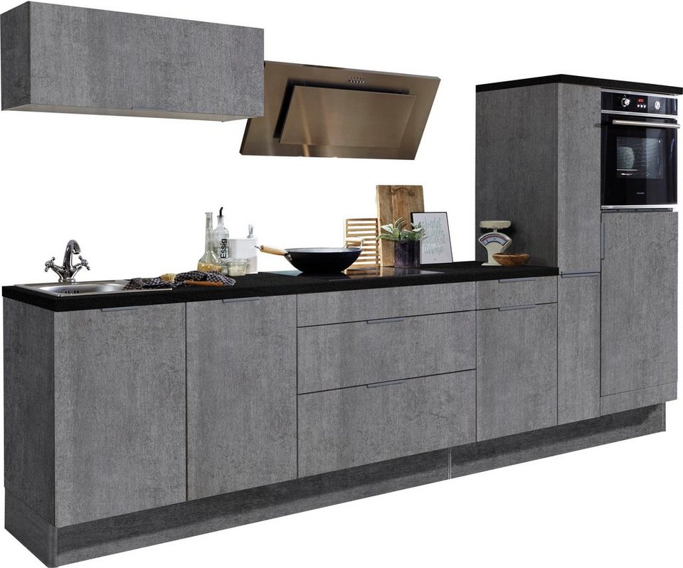 OPTIFIT Küchenzeile Tara, ohne E-Geräte, mit Vollauszug und  Soft-Close-Funktion, Breite 320 cm, Laufleisten der Schubkästen aus Metall