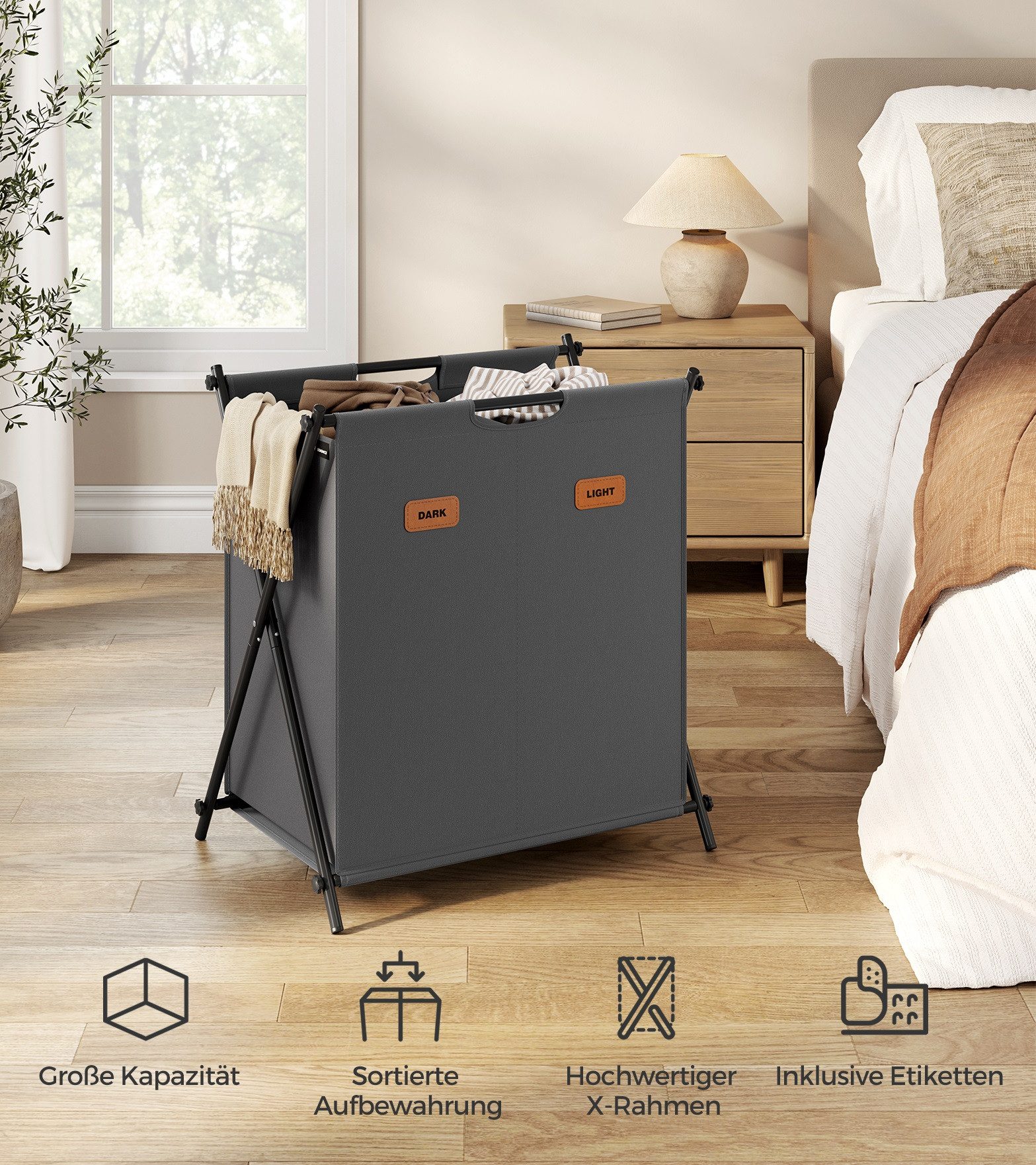 SONGMICS Wäschekorb, Wäschesammler 115 Liter, Wäschebox, klappbares X-Geste günstig online kaufen