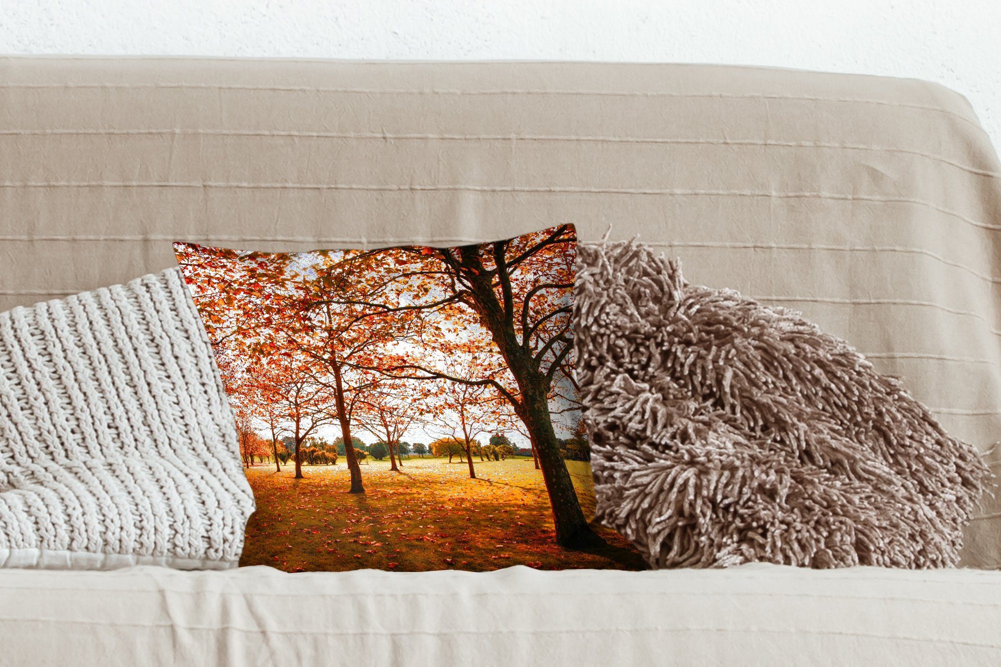 Dekokissen MuchoWow für Wohzimmer, Zierkissen Herbstblätter Sofakissen mit Herbst Natur, Deko, Füllung - - Schlafzimmer,