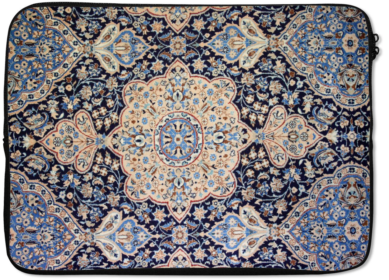 MuchoWow Laptop-Hülle Persischer Teppich - Teppich - Mandala - Blau 13.3 Zoll, Laptopsleeve, weiches Innenfutter zum Schutz Kratzern, Laptoptasche