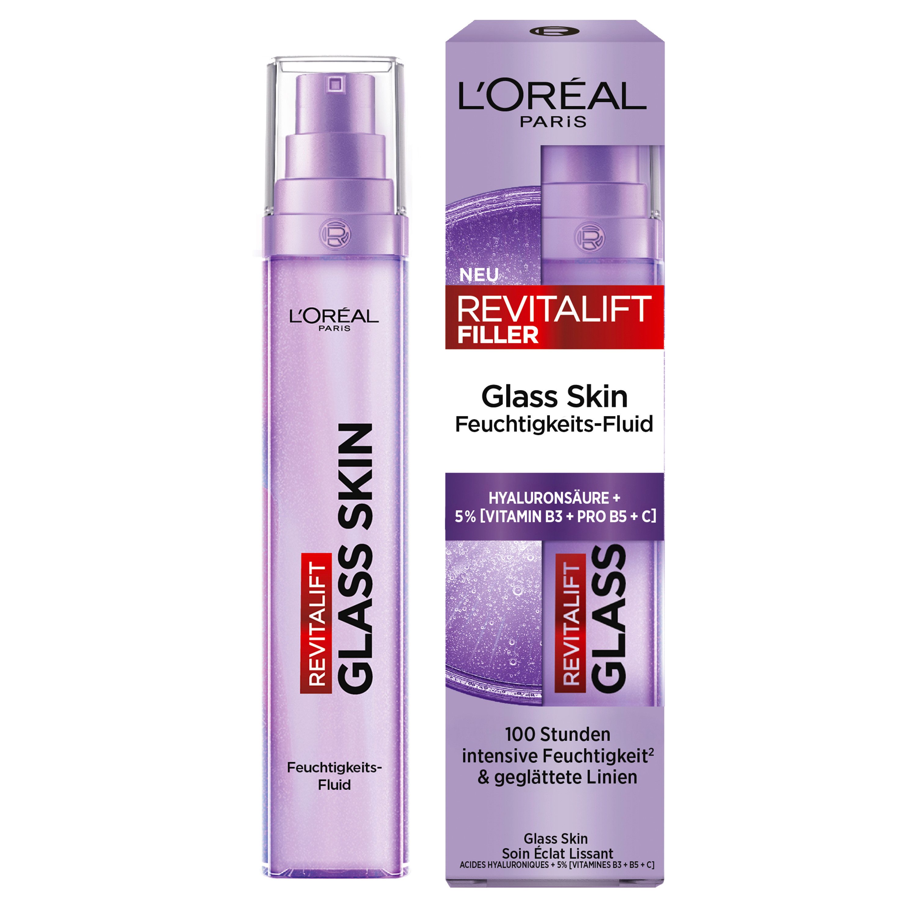 L'ORÉAL PARIS Gesichtsfluid REVITALIFT GLASS SKIN FEUCHTIGKEITSFLUID, glättet die Hautoberfläche für eine glowy Ausstrahlung