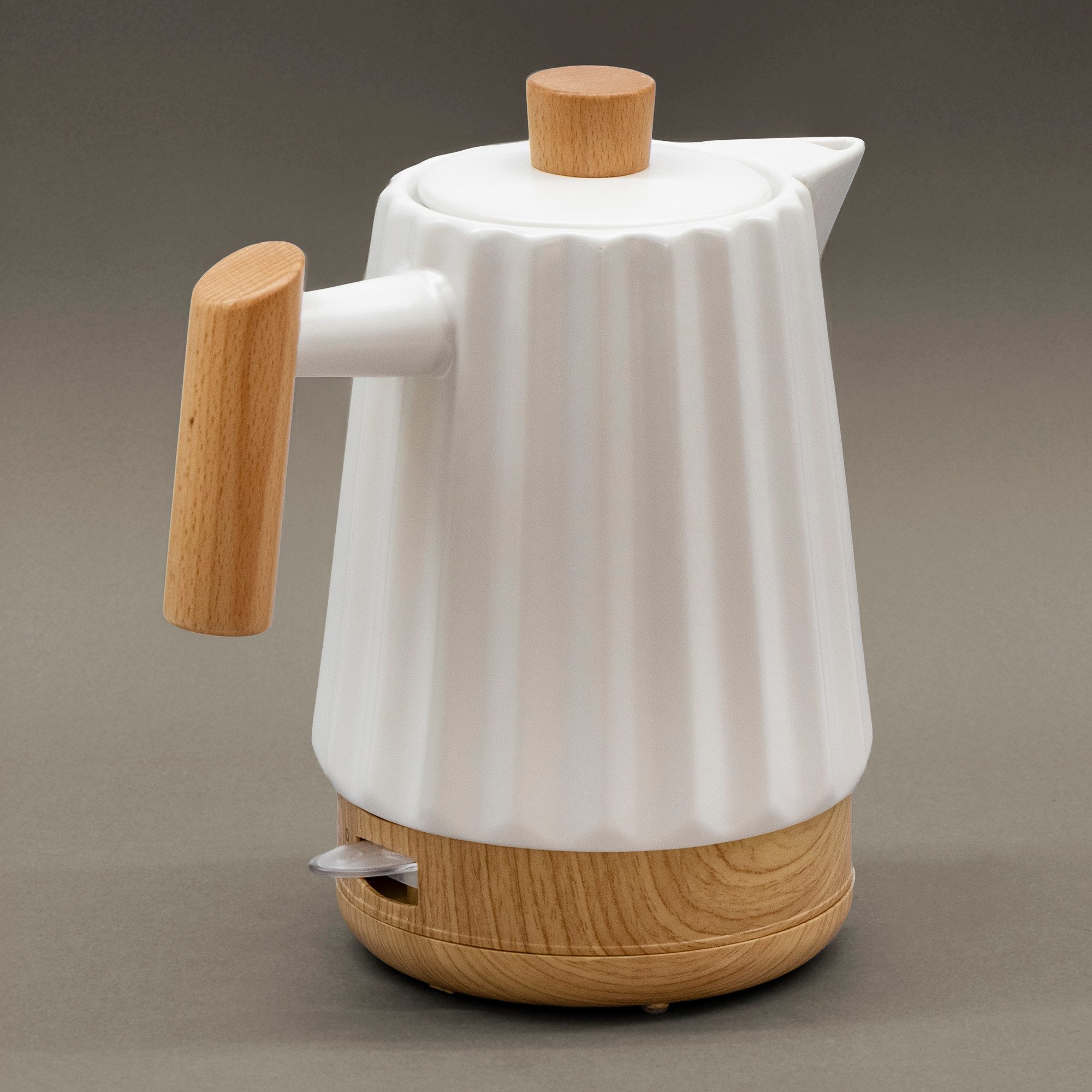 KVOTA Wasserkocher Keramik-Wasserkocher 1,7 l weiß mit Holzgriff, LED & 360°-Sockel, 1.7 l, 1500 W, Leise im Betrieb, Längere Warmhaltezeit – Bild 5 von 5