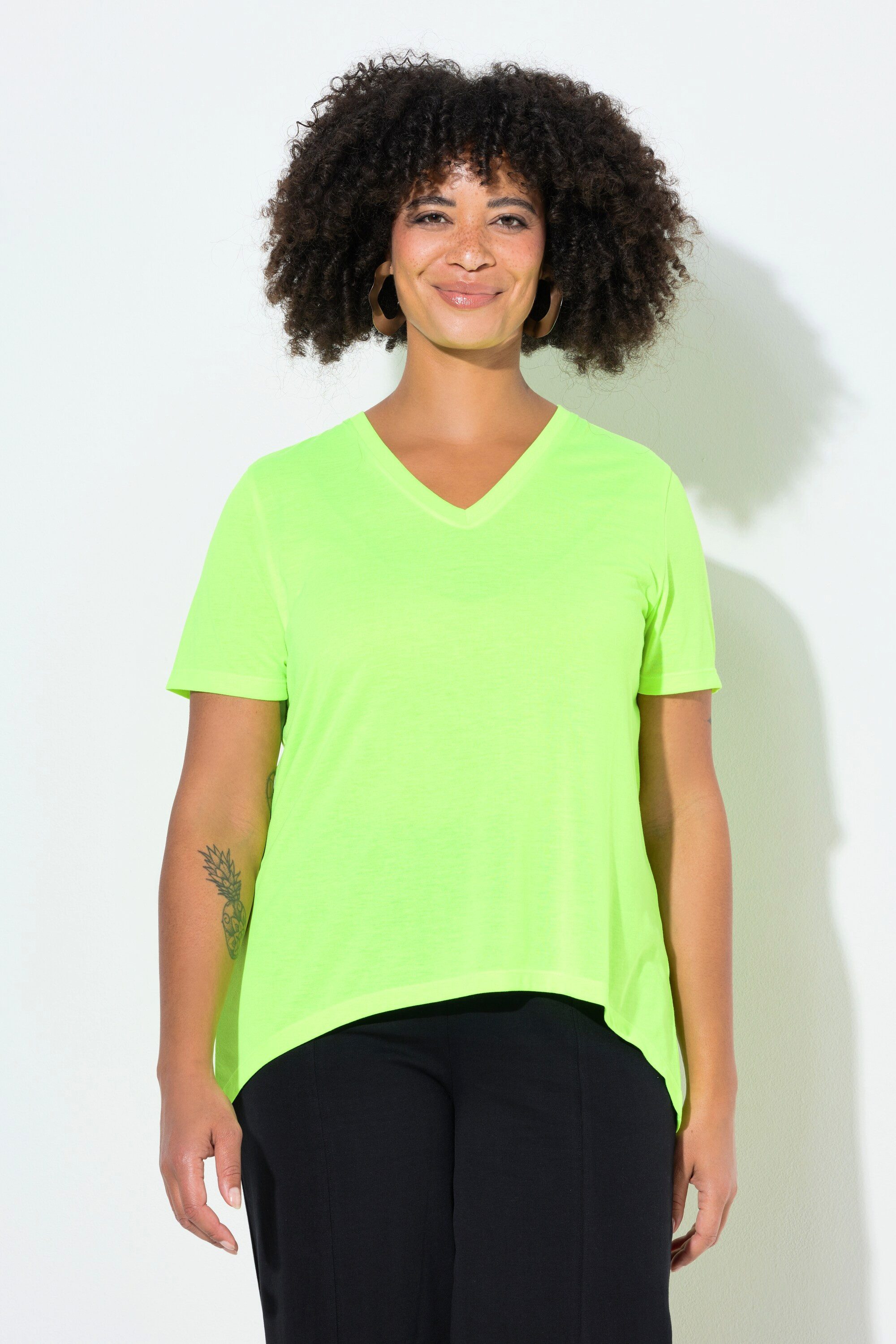 Angel of Style T-Shirt T-Shirt A-Linie Neonfarbe gerundeter Saum