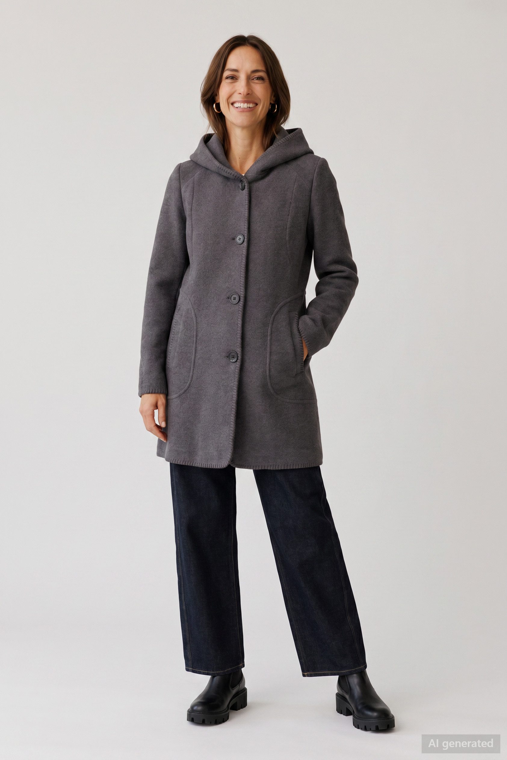 Barbara Lebek Wolljacke Wintermantel oder Damenmantel mit Innentasche