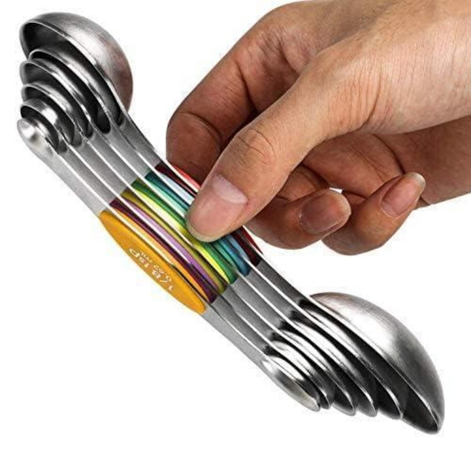 LuxusKollektion Teelöffel Messloeffel Set Edelstahl Magnetisch Doppelseitig