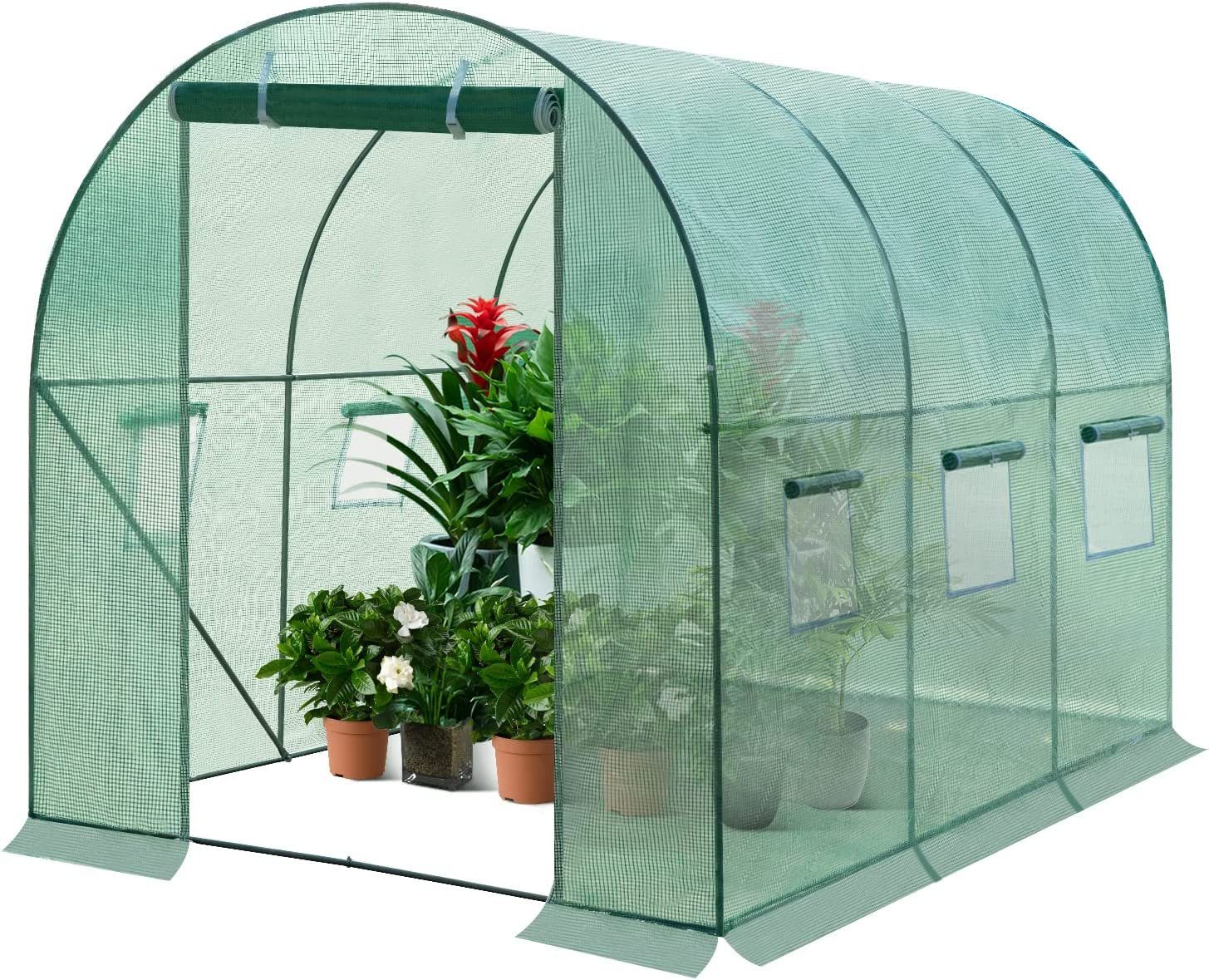Woltu Tomatengewächshaus, BxTxH: 200 x 300 x 200,00 cm, Folientunnel für Aufzucht, mit Tür 6 Fenstern grün | Rabatt: 29%