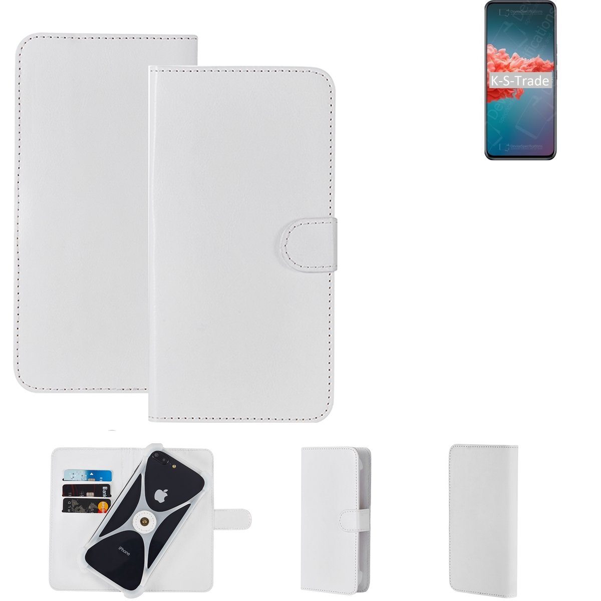 K-S-Trade Handyhülle für Xiaomi Redmi Note 9 5G, Handy Hülle Schutz Hülle Cover Case Bookstyle Bumper weiß 1x