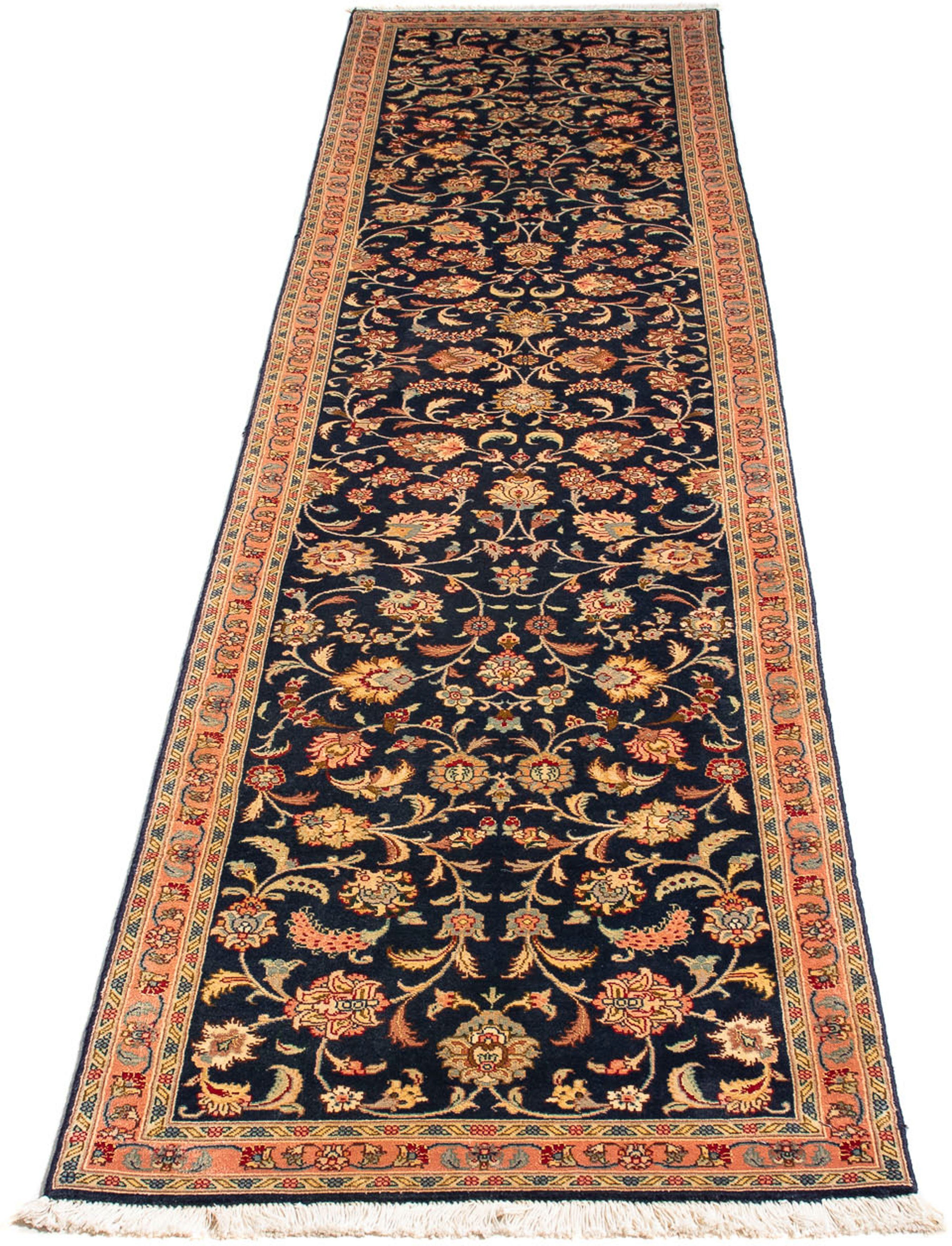 Orientteppich Perser - Täbriz - Royal - 292 x 66 cm - dunkelblau, morgenland, rechteckig, Höhe: 7 mm, Wohnzimmer, Handgeknüpft, Einzelstück mit Zertifikat