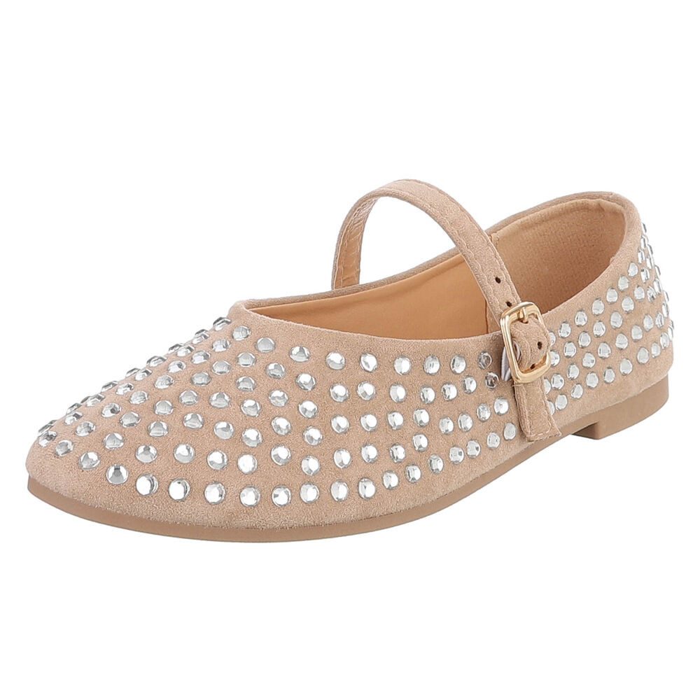 Ital-Design Bequemer Damenschuh mit Dekorativen Details für Freizeit Schnürpumps (91554535) Blockabsatz Riemchenballerinas in Hellbraun