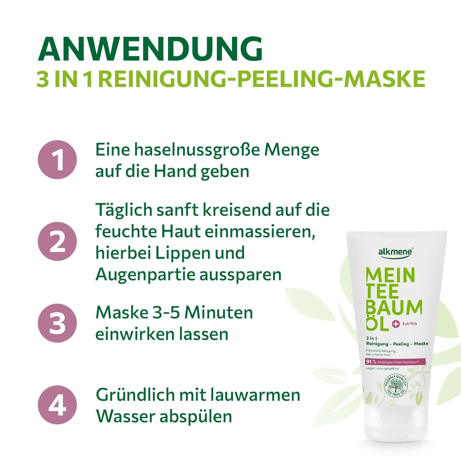 - Reduktion Pickel Reinigung 91% 1-tlg. 150 Körperpeeling 3in1 bestätigt, alkmene Peeling Maske ml