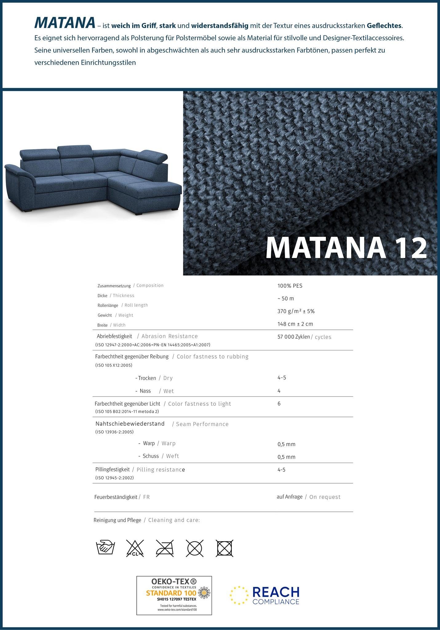 Madera mit Lounge stilvoll Relaxsessel verstellbare Wellenfedern), (matana Beautysofa Polstersessel Blau 12) mit Sessel Kopfstütze (modern