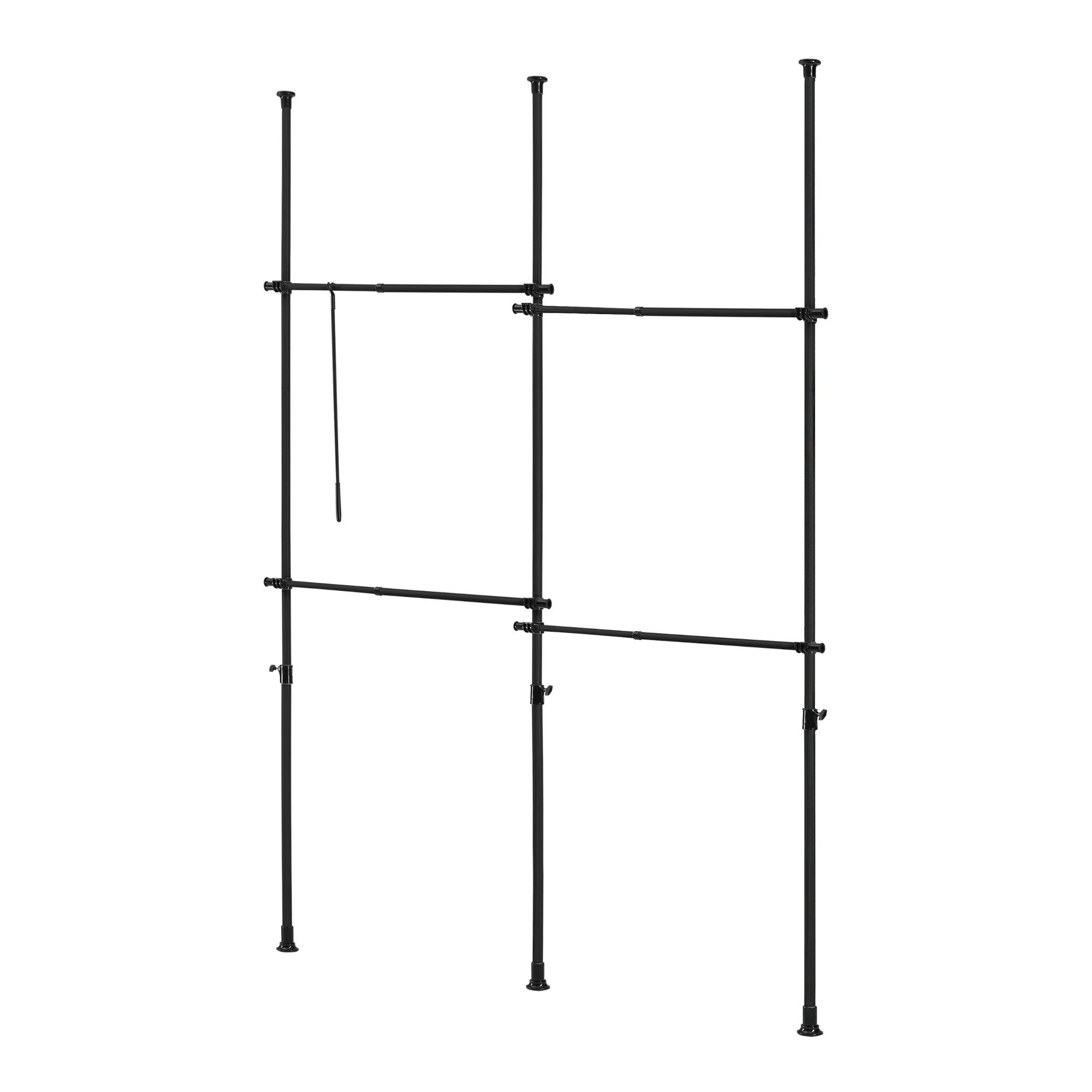 en.casa Вешалки для одежды, »Kemi« Teleskopgarderobe mit 4 Garderobenstangen Stahl Schwarz