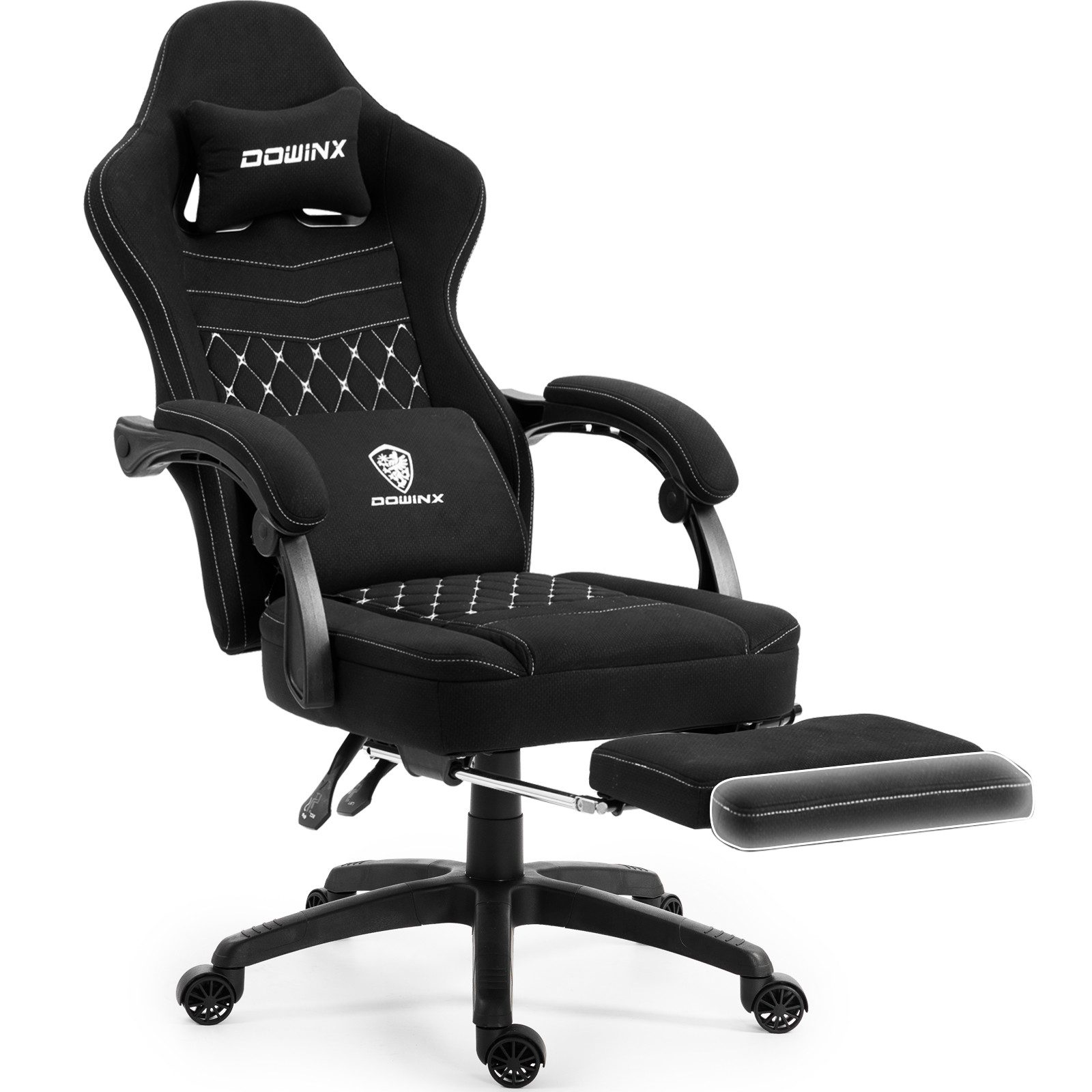 Dowinx Gaming-Stuhl Gaming Stuhl mit Taschenfederkissen, Massage Gaming Sessel mit Fußstütze, Ergonomischer Racing Gamer Stuhl