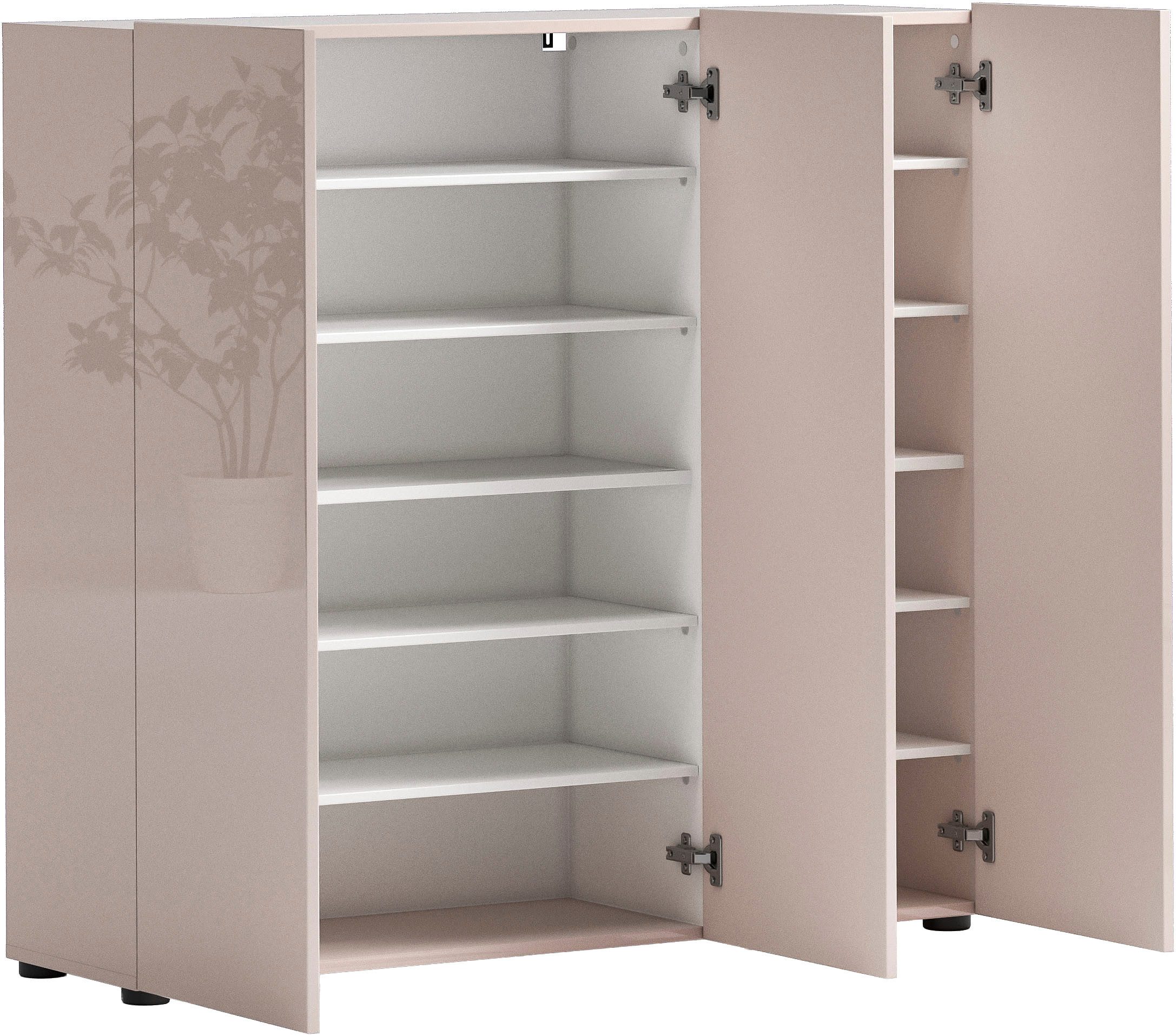 Home affaire Schuhschrank MISTER- Schuhregal, Made in Italy, 12 Fächer, 10 Einlegeböden Breite 120 cm, höhe 114 cm, komplett Hochglanz lackiert – Bild 5 von 5
