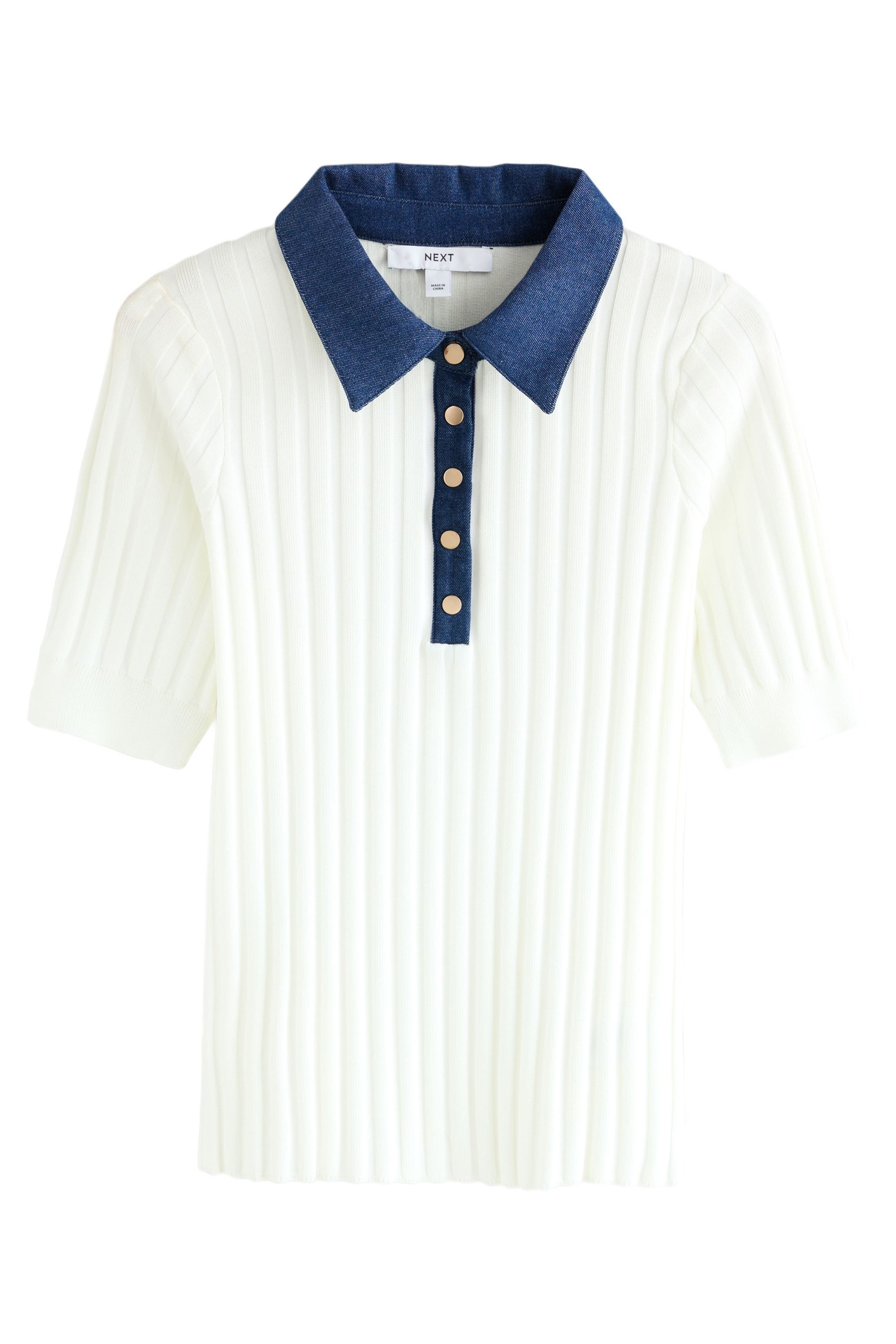 Next Kurzarmpullover Kurzärmeliges Polo-Oberteil mit Jeanskragen (1-tlg) günstig online kaufen