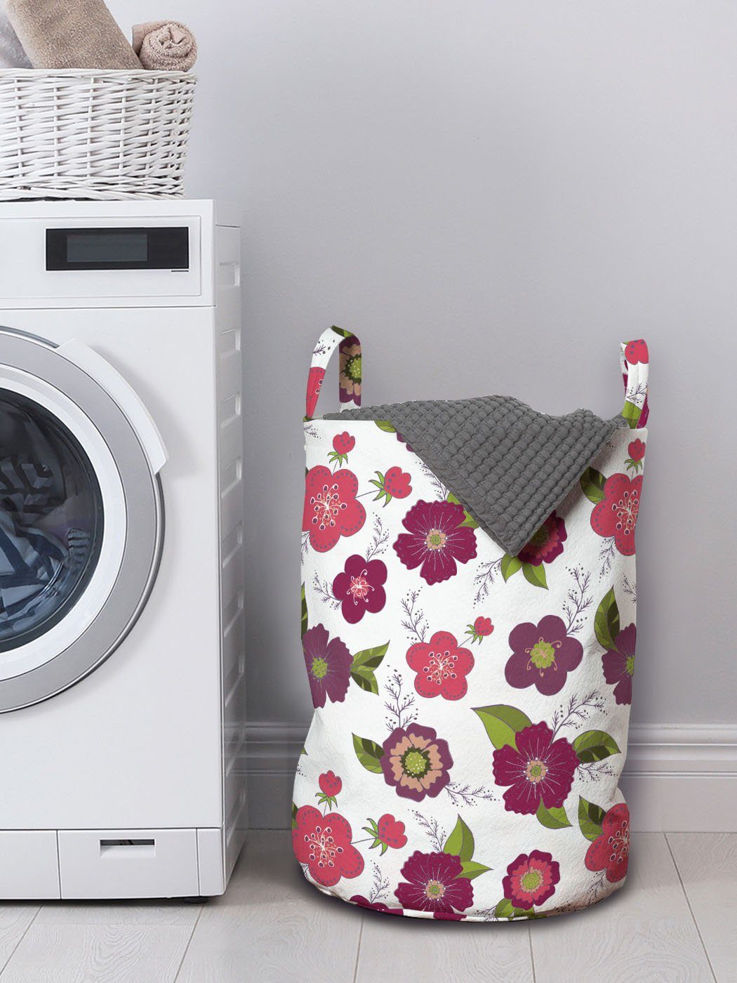 Abakuhaus Wäschesäckchen Wäschekorb mit Griffen Garten Petals Waschsalons, Blumen Romantischer Kordelzugverschluss für