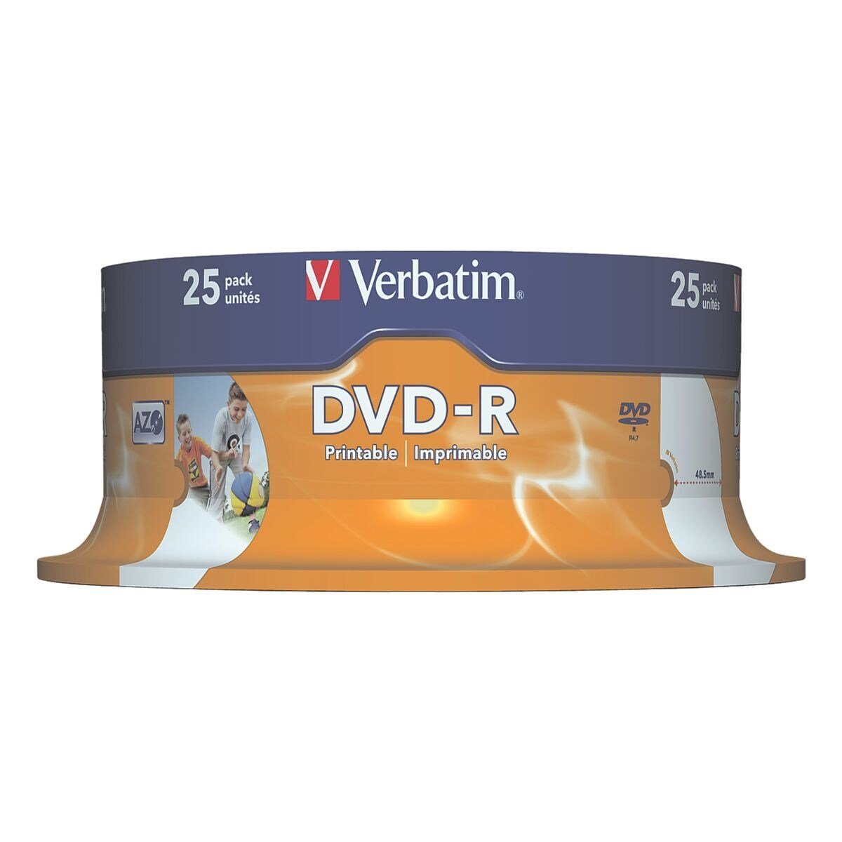 Verbatim DVD-Rohling Printable DVD-R, 4,7 GB, bedruckbar, widerstandsfähig gegen Wasser und Feuchtigkeit