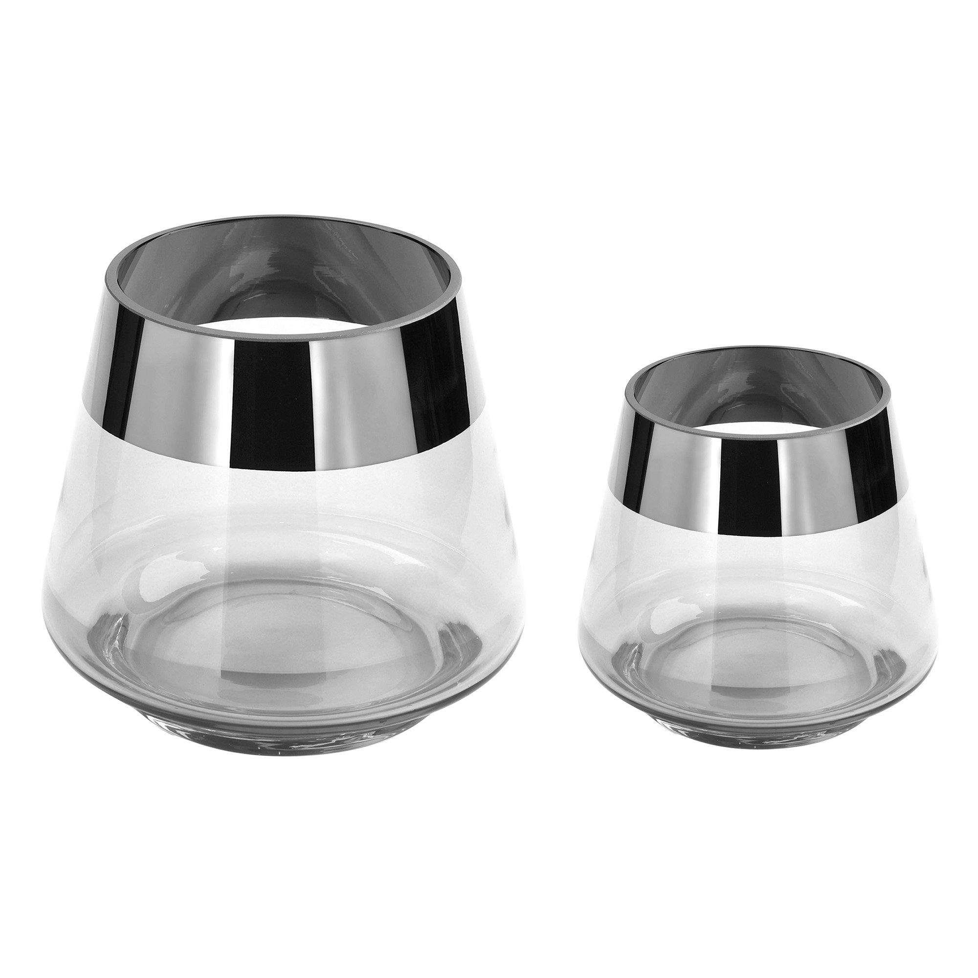 Teelichthalter JONA - 2er Set Teelichthalter aus Glas in Transparent/Silber Windlicht