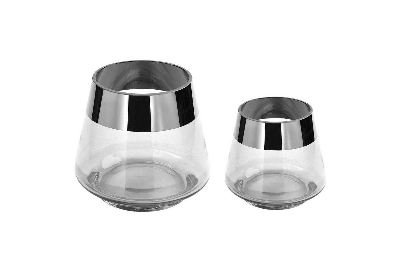 Fink Teelichthalter JONA - 2er Set Teelichthalter aus Glas in Transparent/Silber Windlicht (2er Set, 1 St., 2 Stück), Teelicht - Kerzenlicht - Geschenkeset - Dekoration - Kerzenhalter