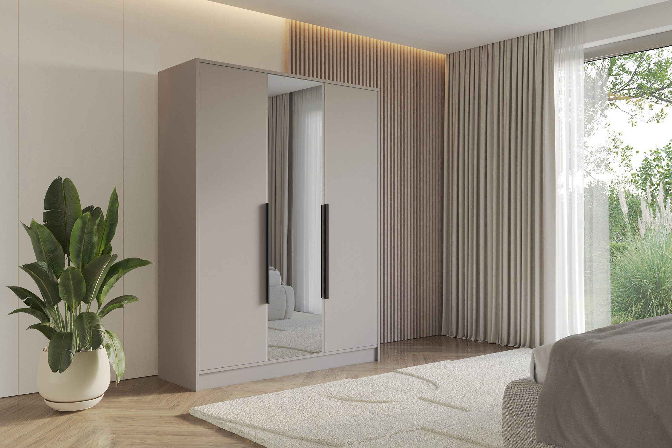 ALTDECOR Drehtürenschrank LESE (Kleiderschrank Garderobenschrank mit viel Stauraum, Moderner Schrank) Vielseitiger Drehtürenschrank mit Spiegeltüren Spiegel Flügeltüren