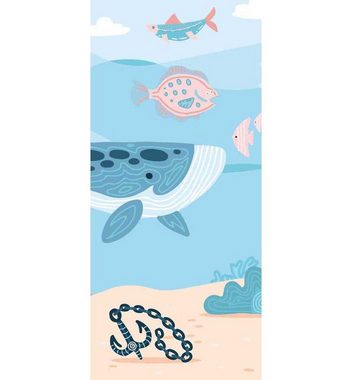MyMaxxi Dekorationsfolie Türtapete Meeresboden mit Krabben Fischen und Walen