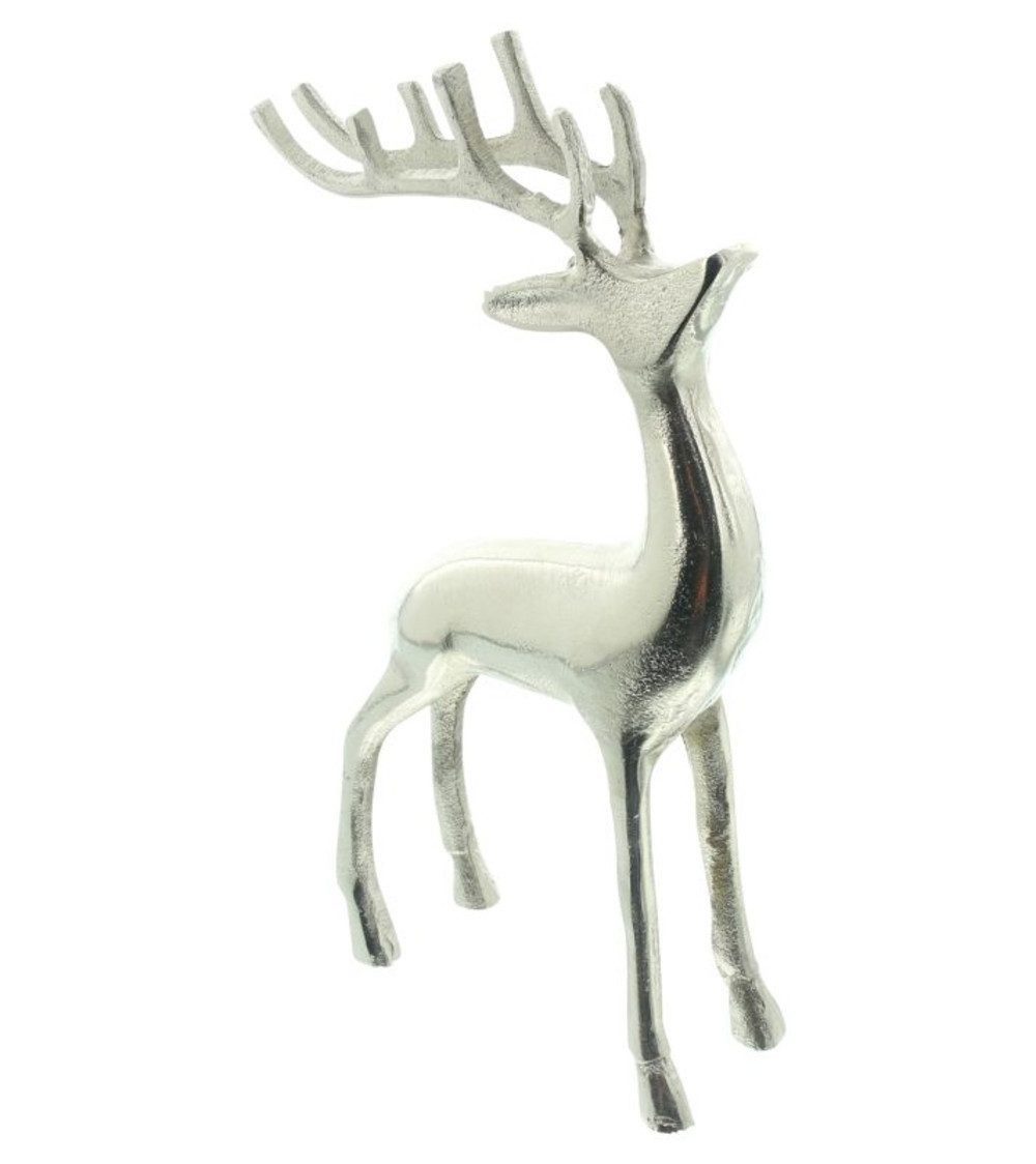 Home-trends24.de Dekofigur Rentier silber Figur Hirsch Weihnachten Deko 32 cm (1 St)